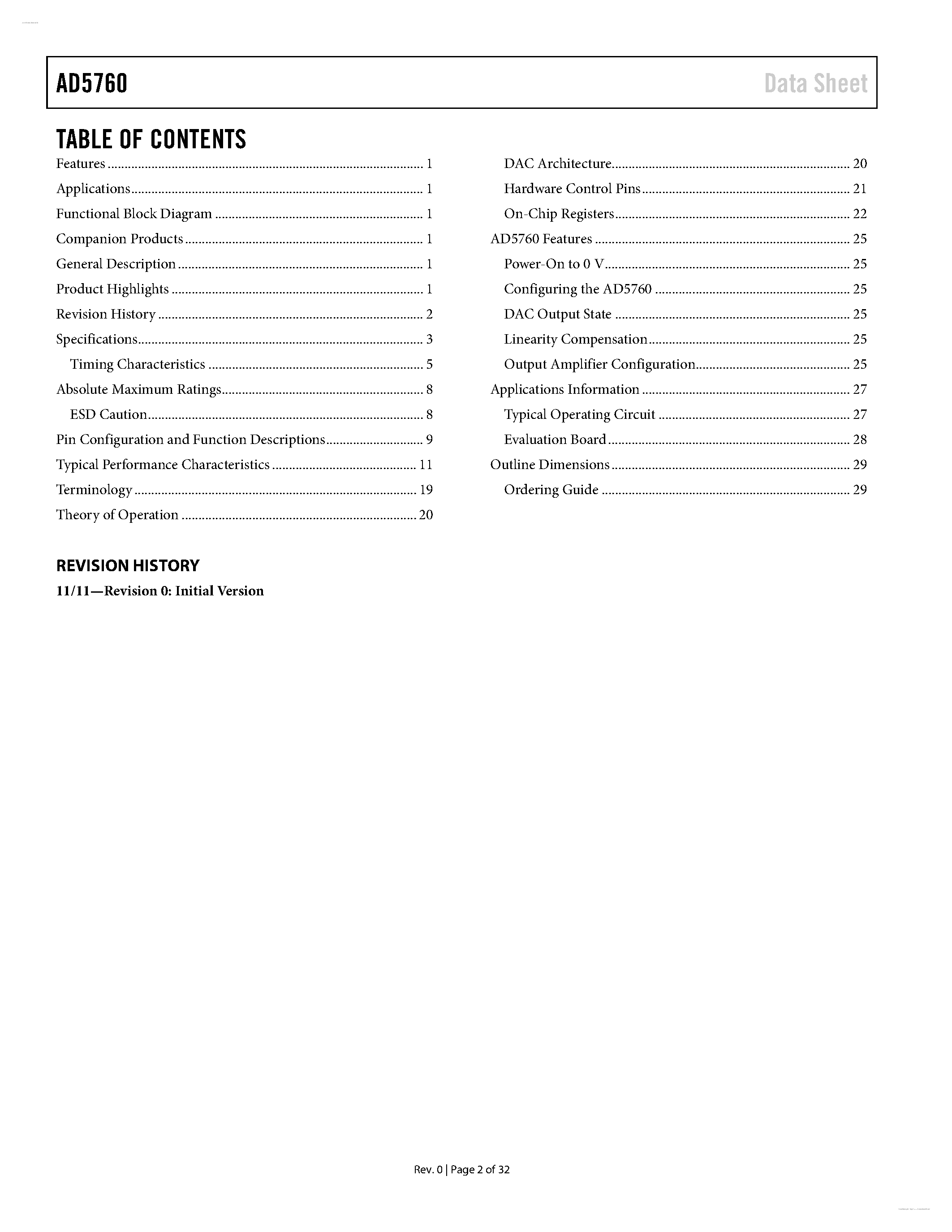 Datasheet AD5760 - Voltage Output DAC page 2