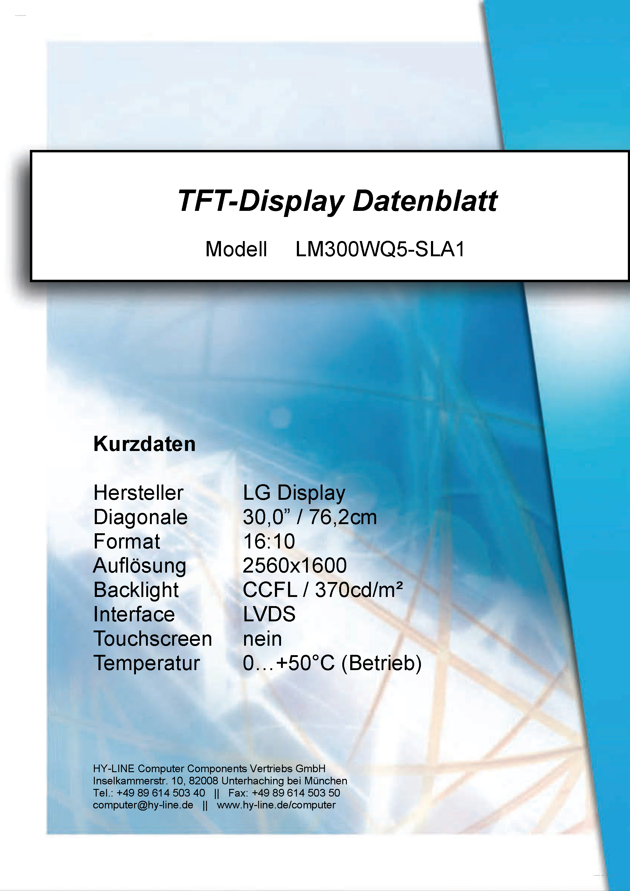 Datasheet LM300WQ5-SLA1 - Display Module page 1