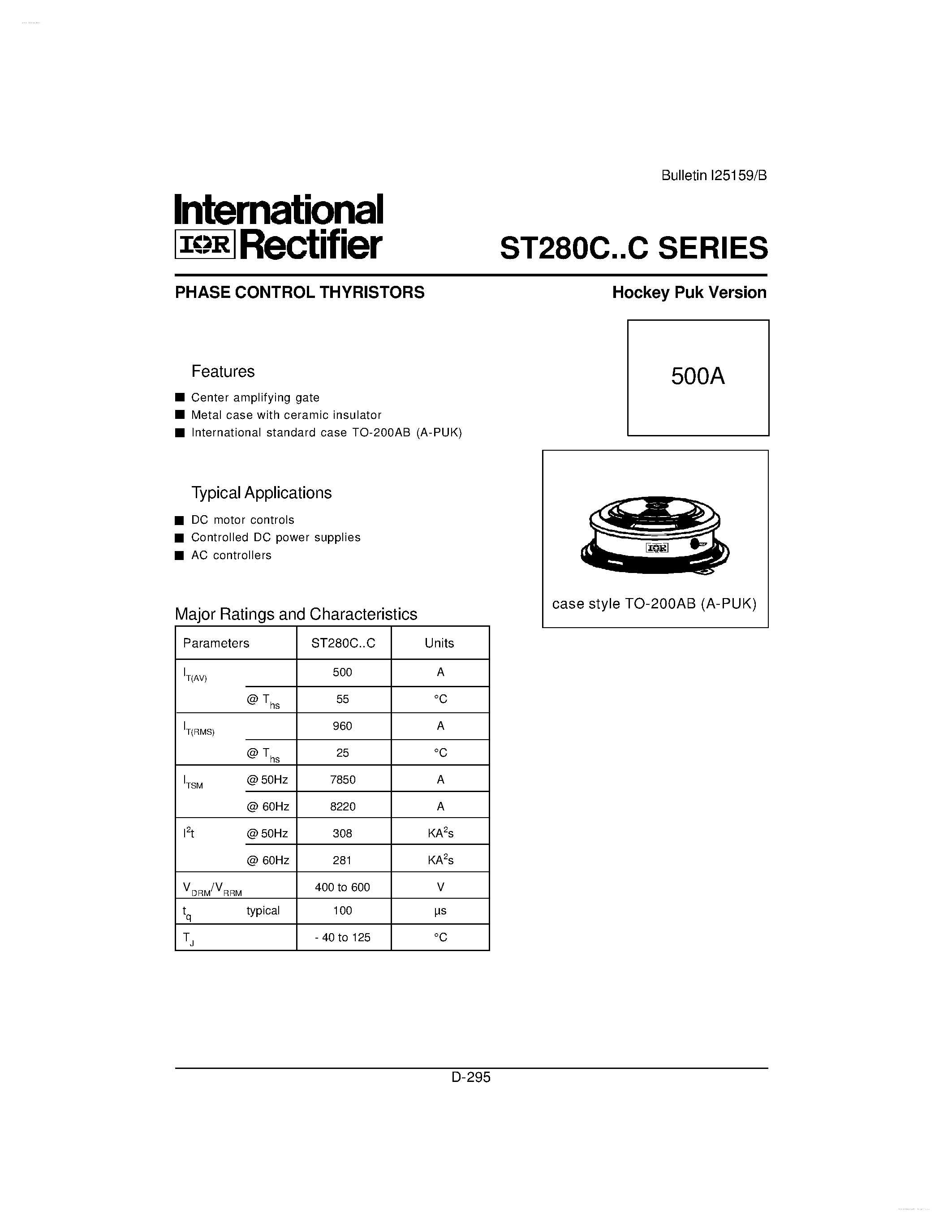 Даташит ST280C - PHASE CONTROL THYRISTORS страница 2