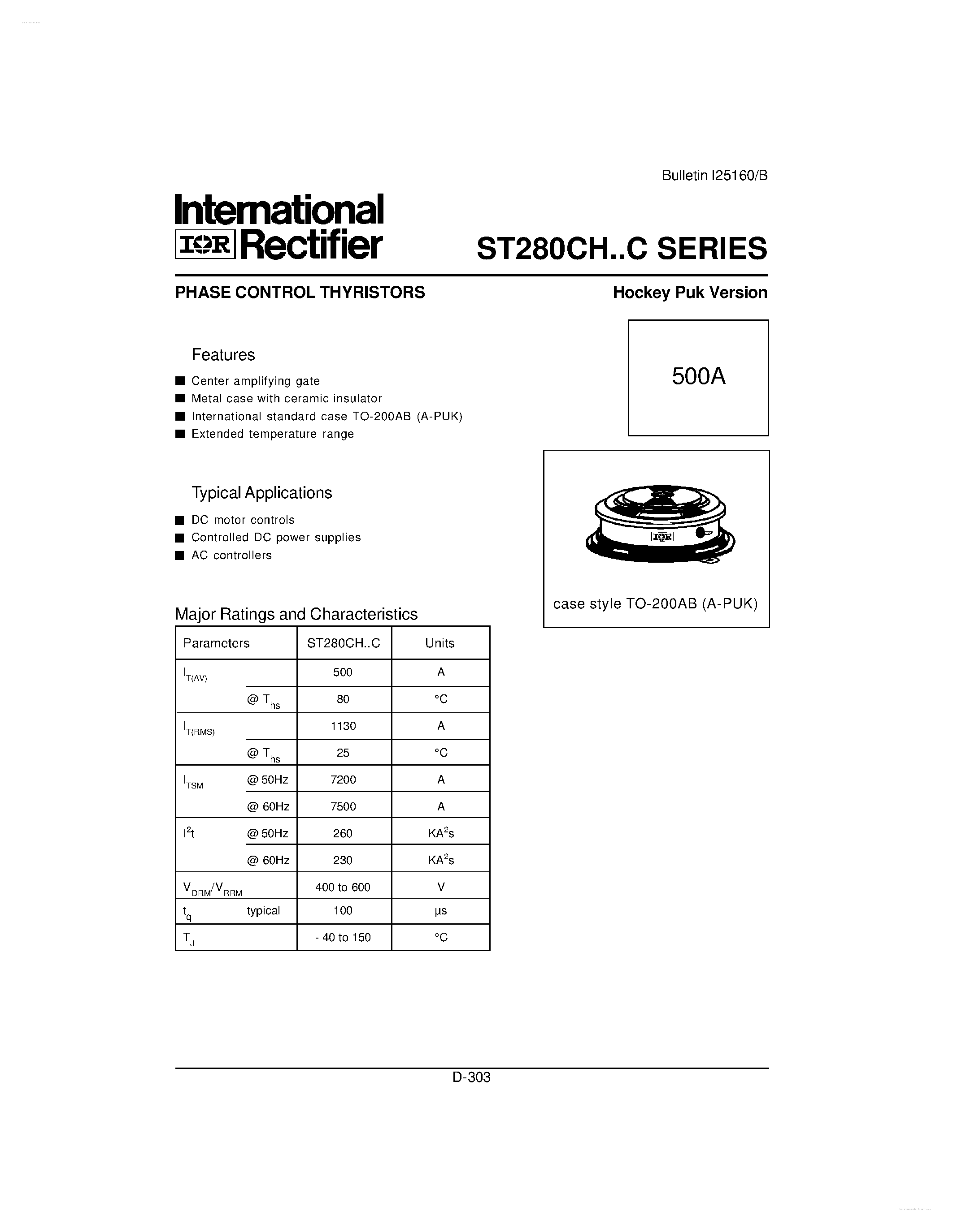 Даташит ST280CH - PHASE CONTROL THYRISTORS страница 2