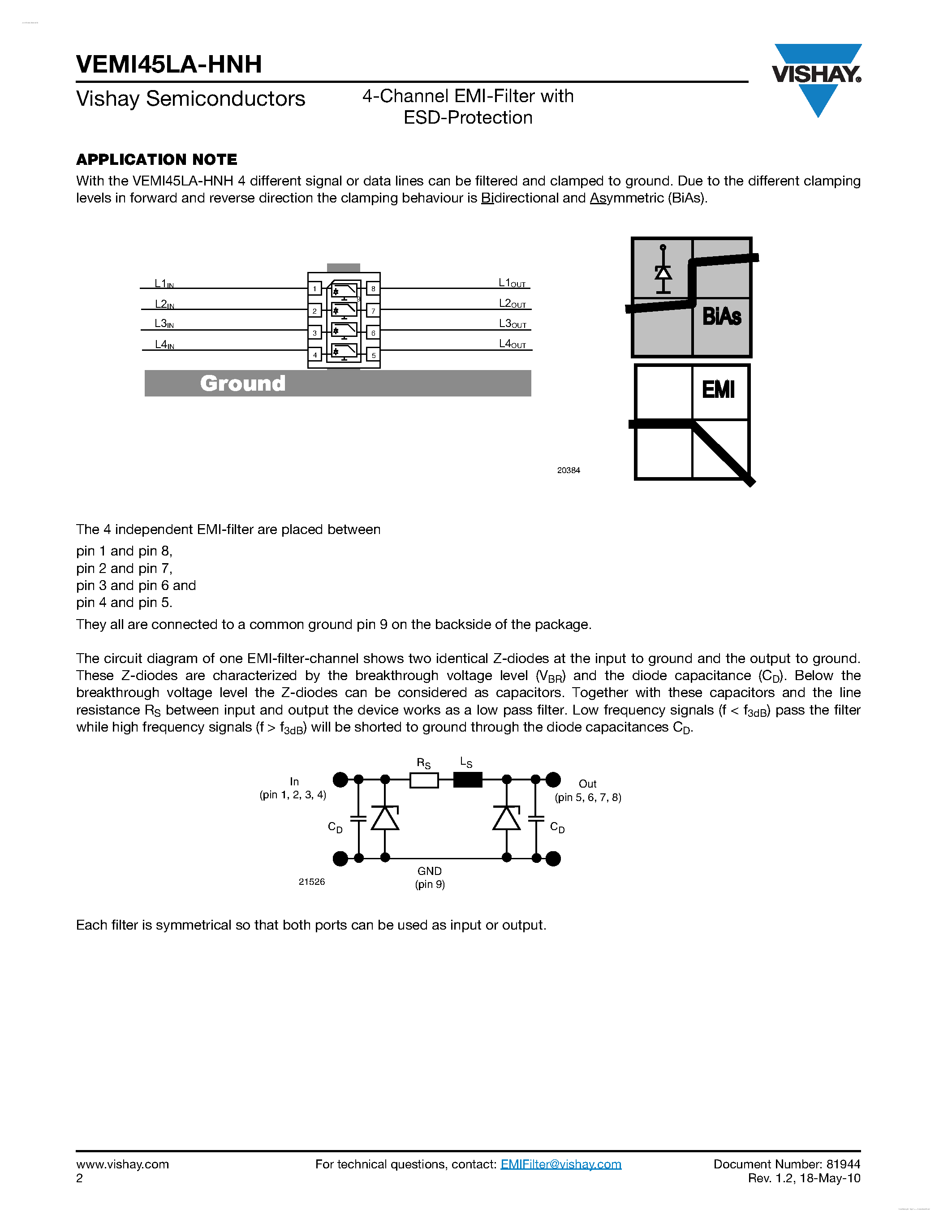 Datasheet VEMI45LA-HNH - 4-Channel EMI-Filter page 2