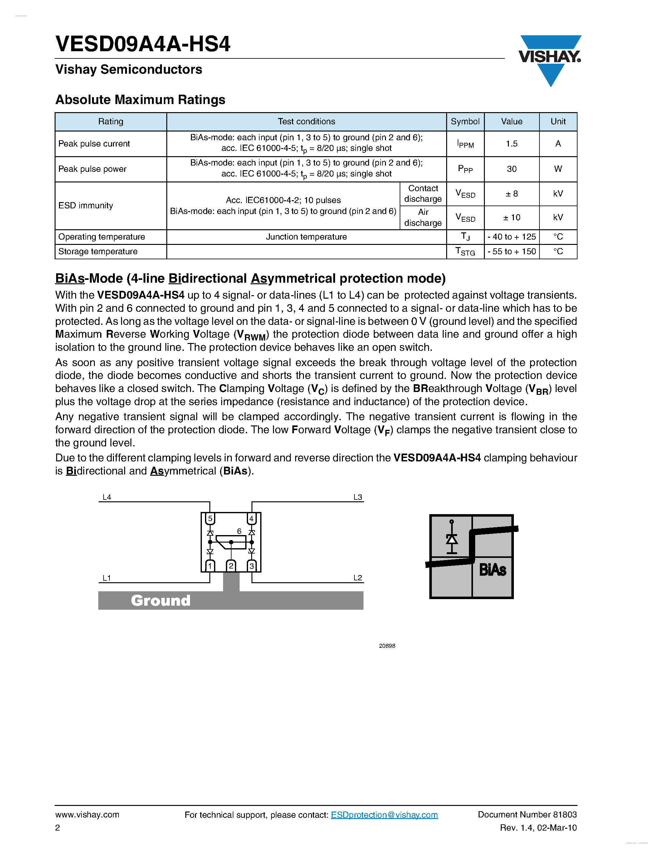 Datasheet VESD09A4A-HS4 - 4-Line (Quad) ESD Protection Diode Array page 2