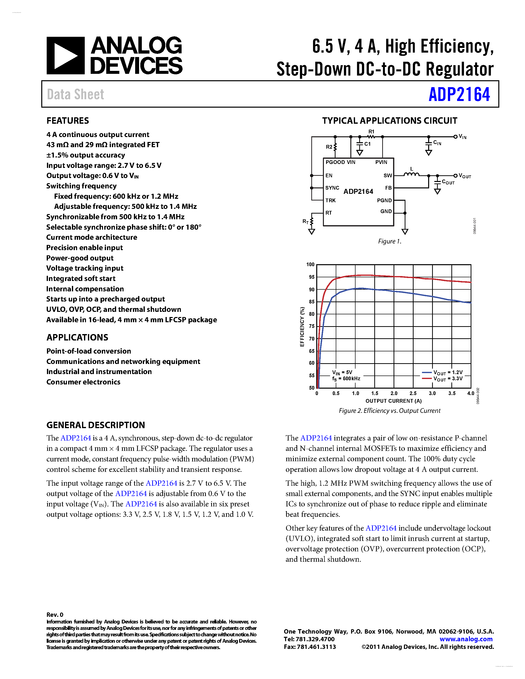 Даташит ADP2164 - Step-Down DC-to-DC Regulator страница 1