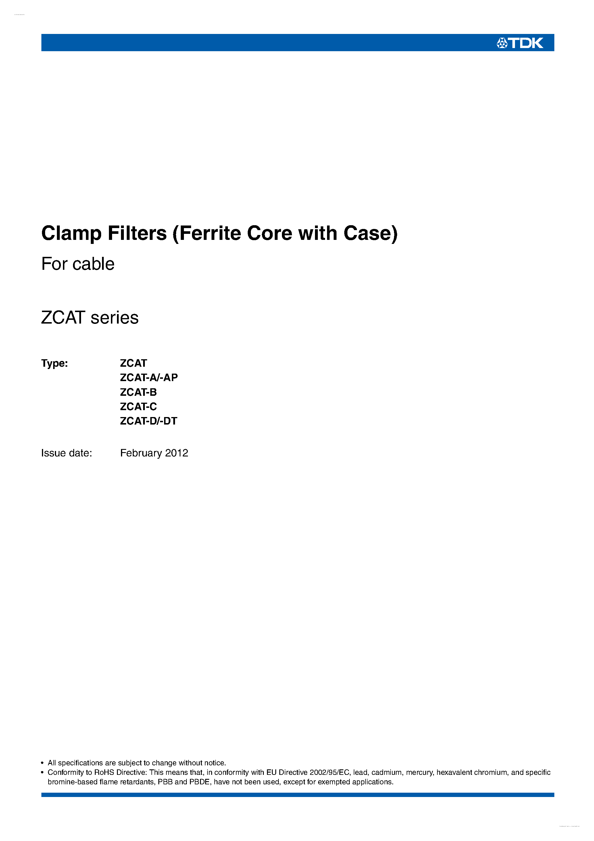 Datasheet ZCAT - Clamp Filters page 1