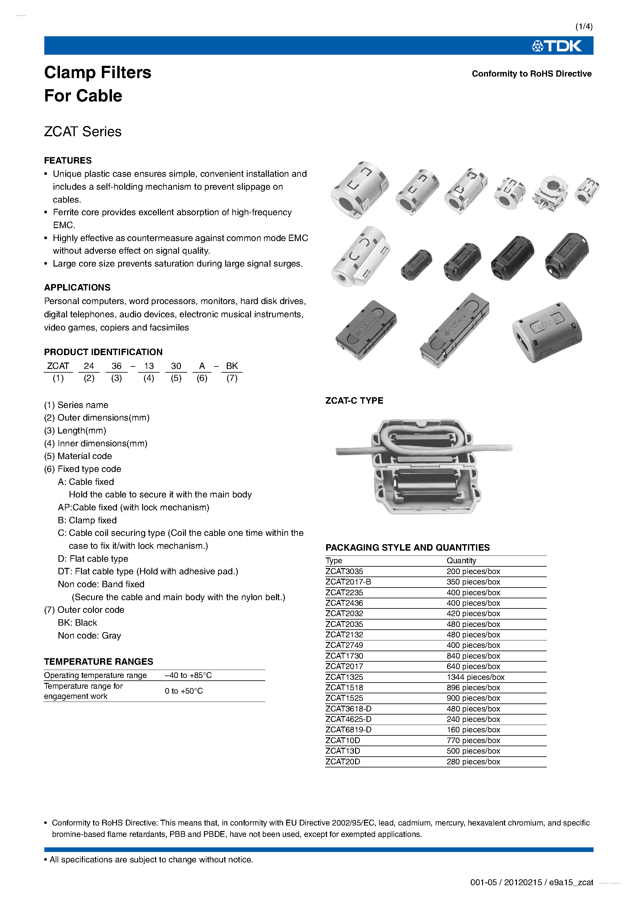 Datasheet ZCAT - Clamp Filters page 2