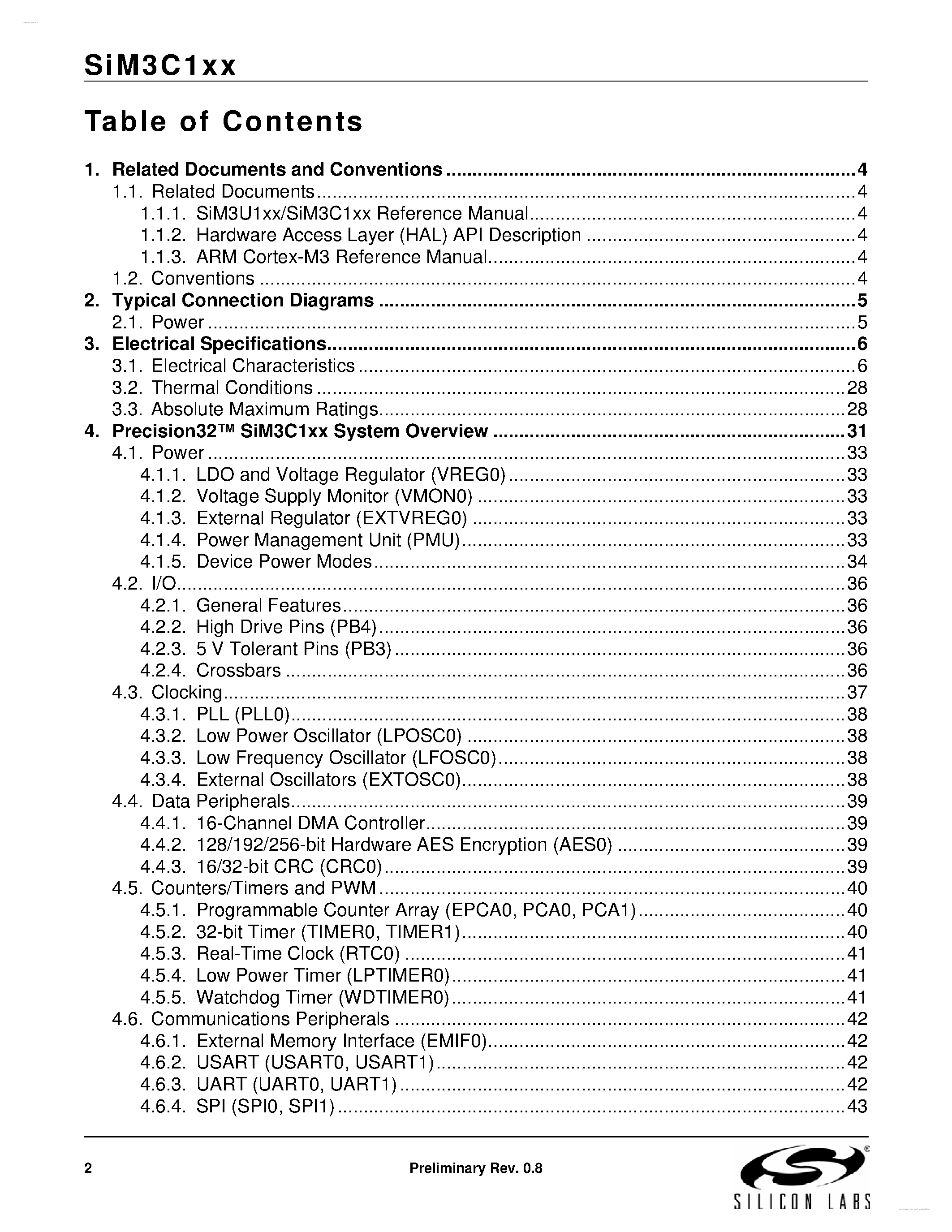 Datasheet SiM3C134-B-GM - 32-Bit Precision32 MCU page 2