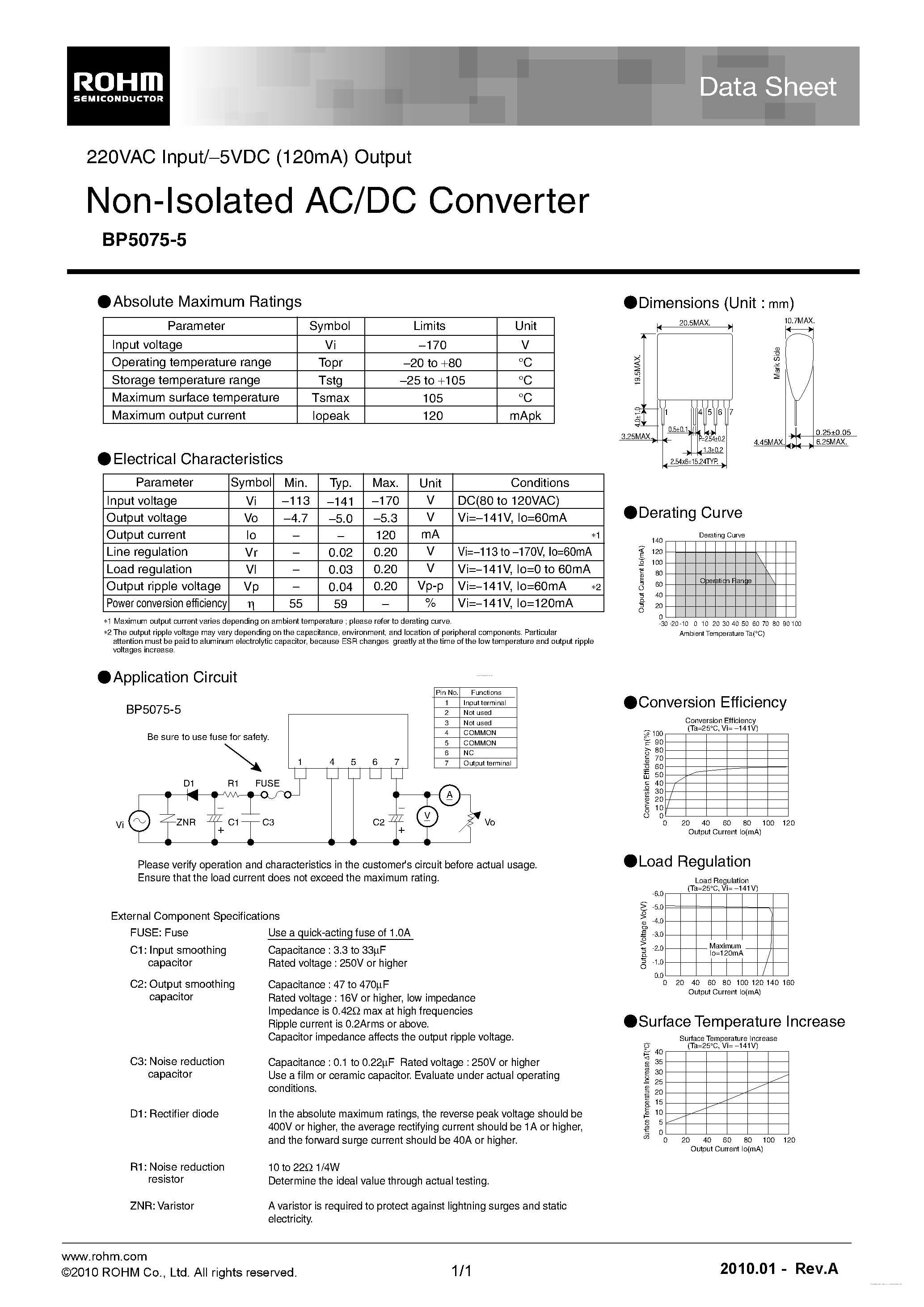 Datasheet BP5075-5 - Non-Isolated AC/DC Converter page 1