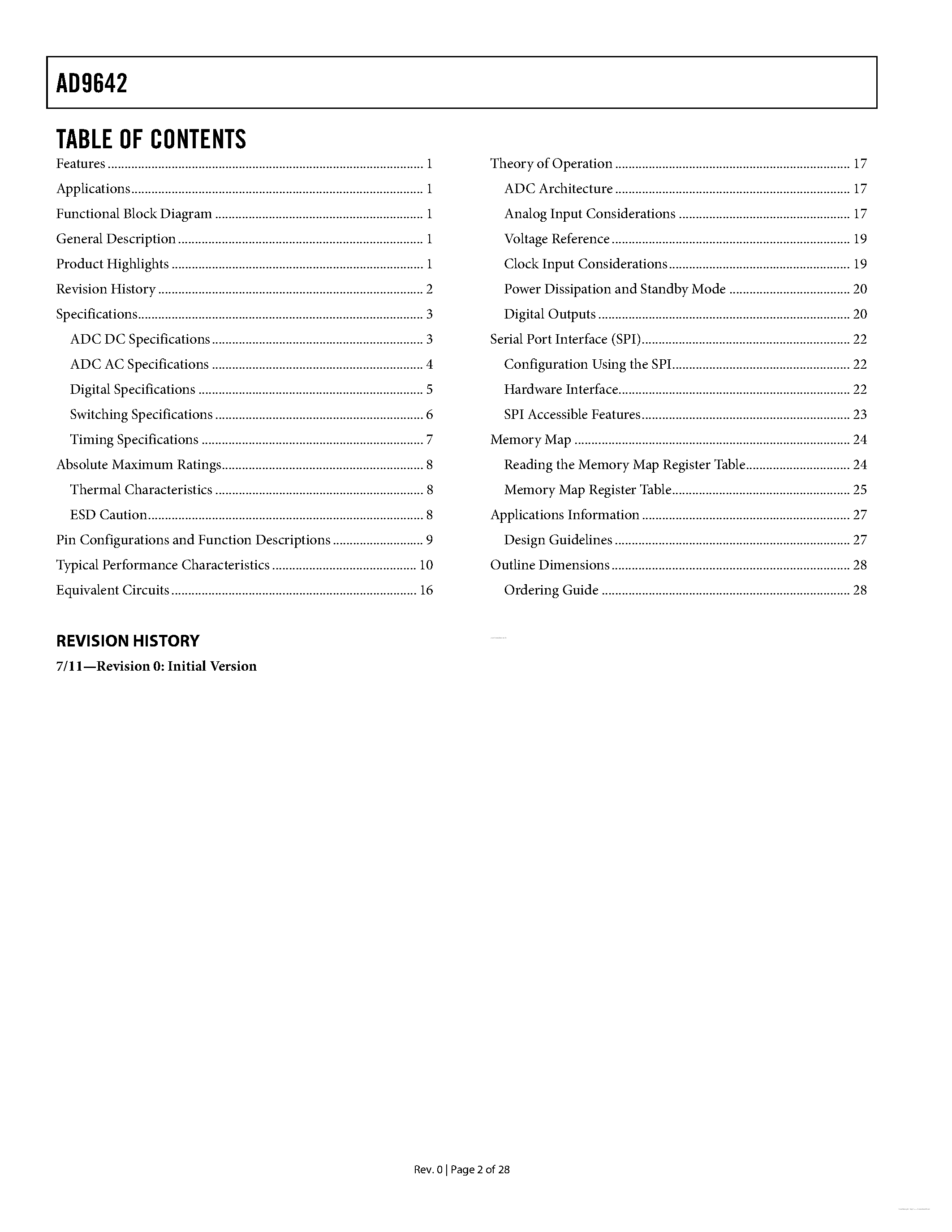 Datasheet AD9642 - 1.8 V Analog-to-Digital Converter page 2