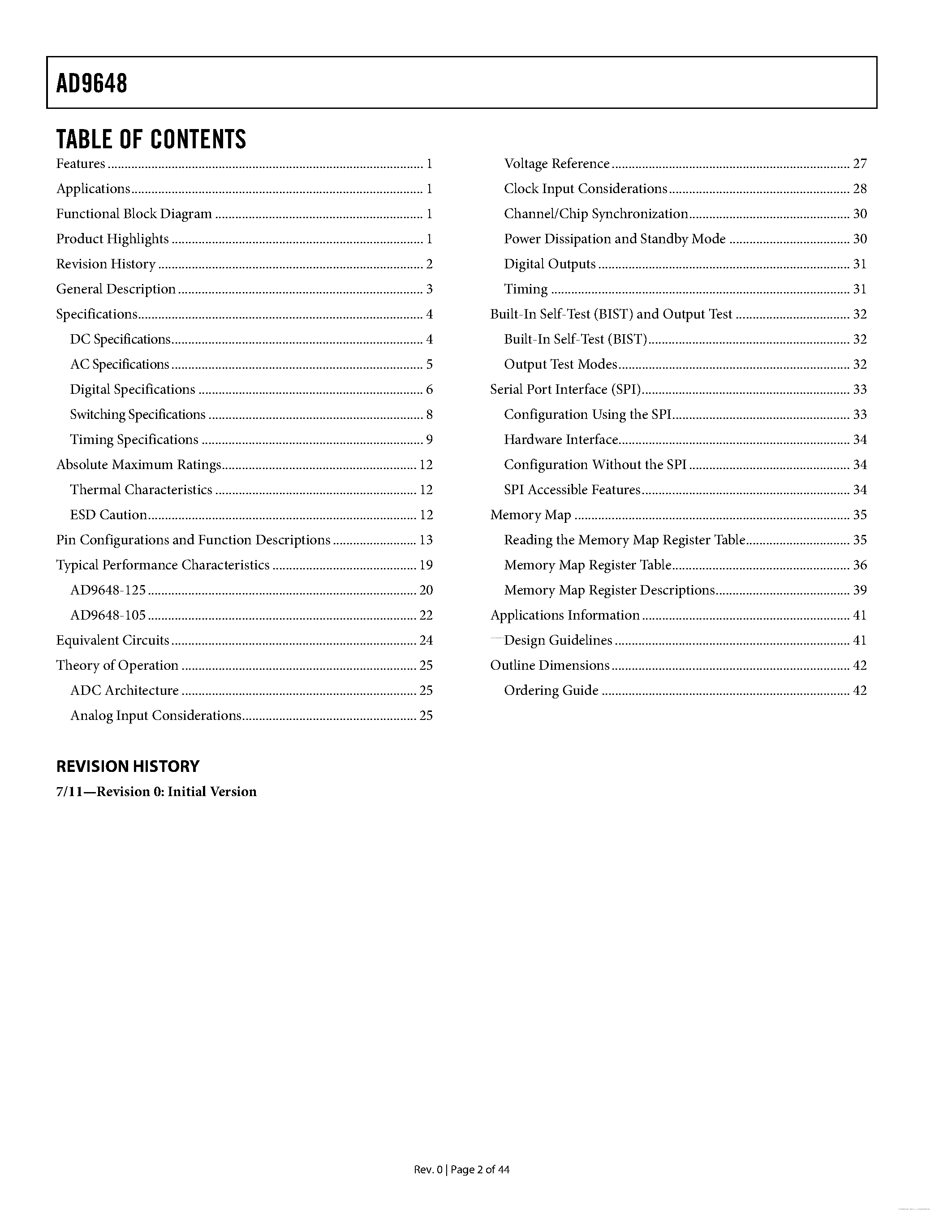 Datasheet AD9648 - 1.8 V Dual Analog-to-Digital Converter page 2