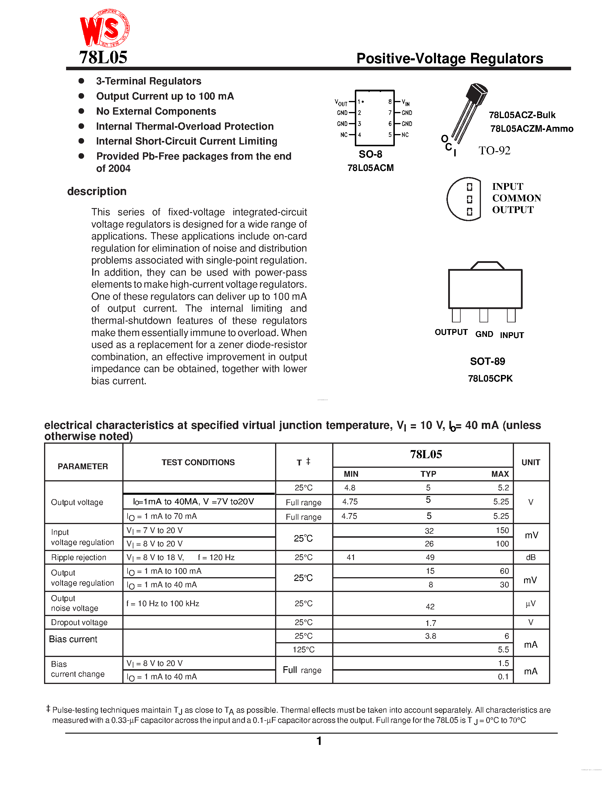 78l05 datasheet на русском схема включения