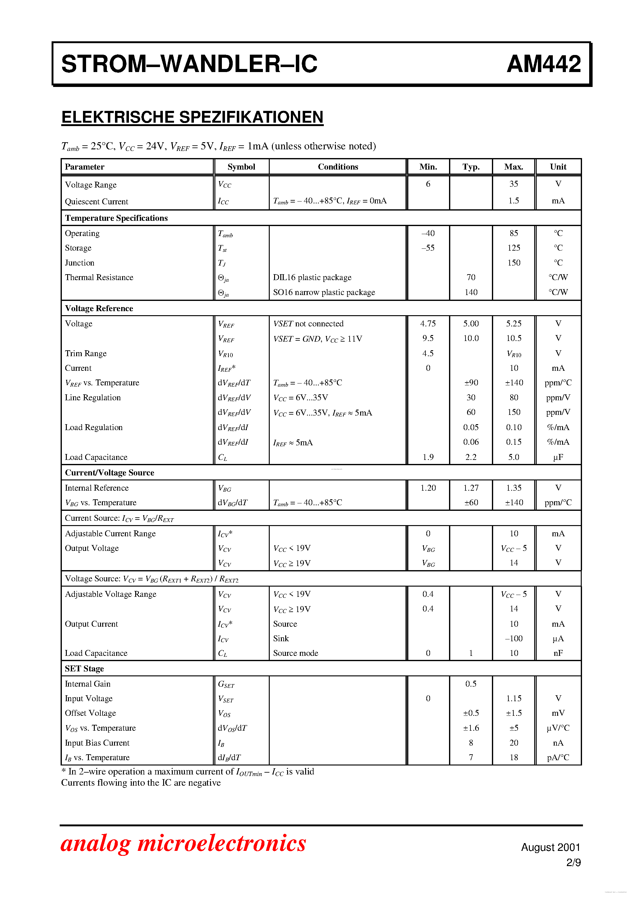 Даташит AM442 - STROM-WANDLER-IC страница 2