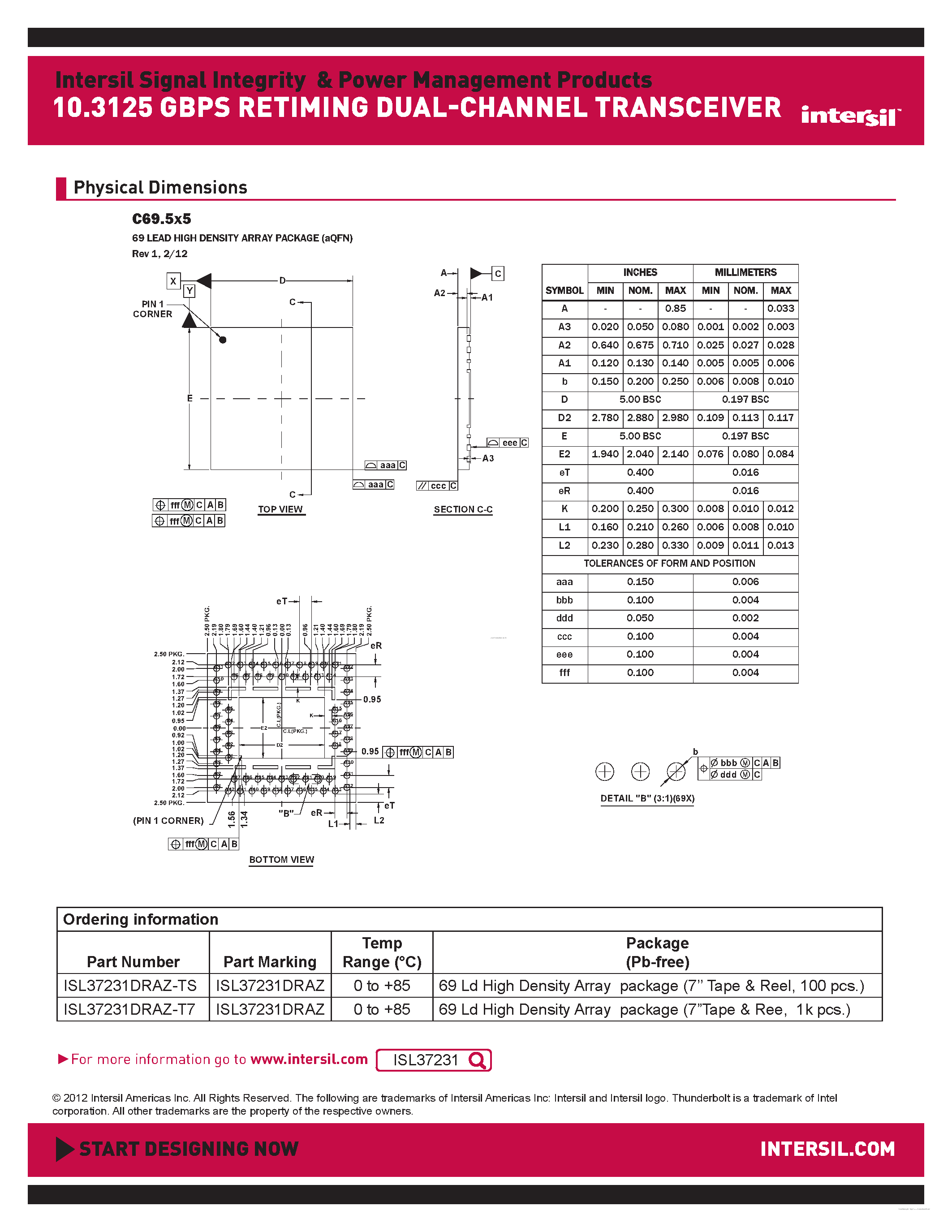 Datasheet ISL37231 - page 2