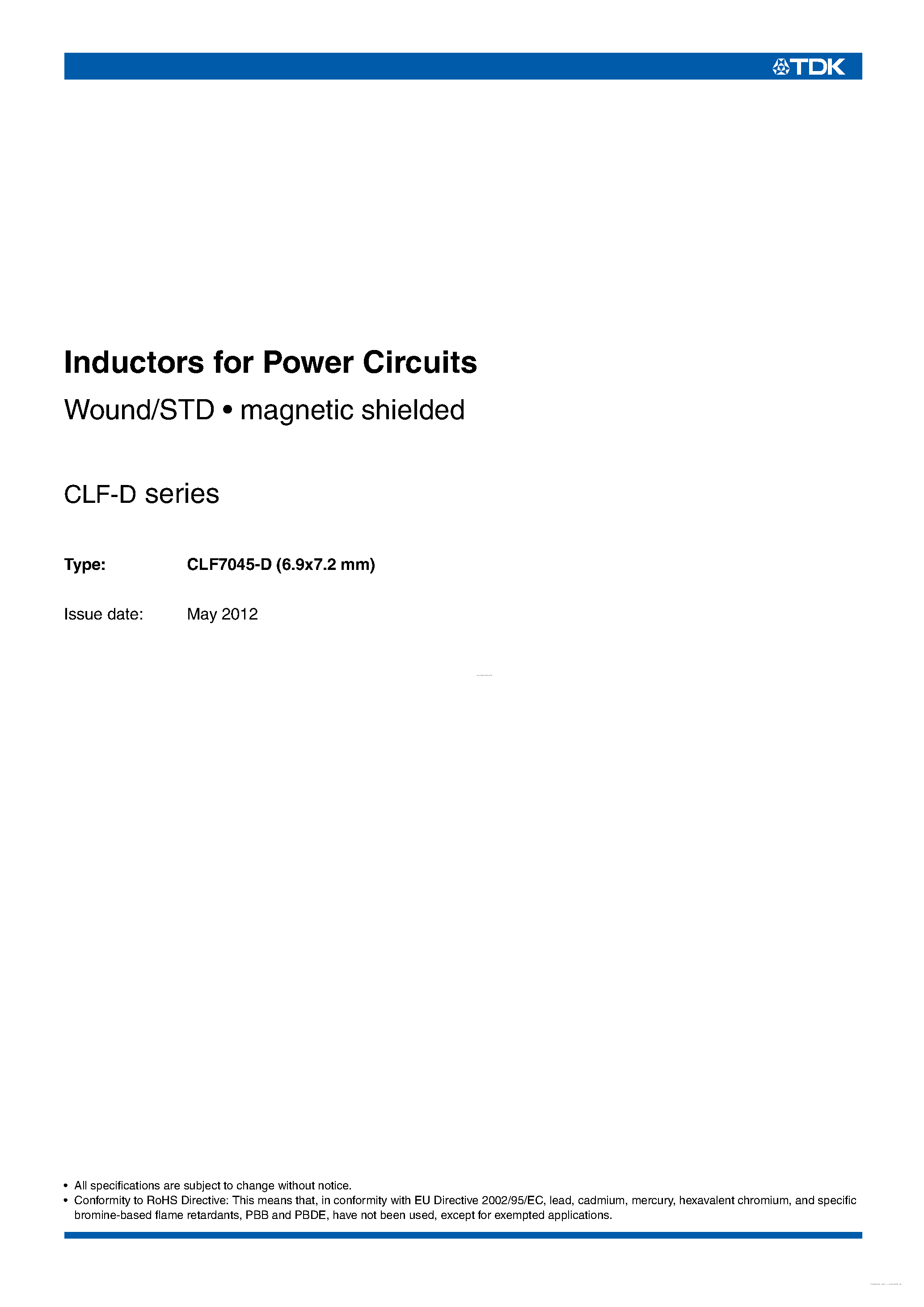 Datasheet CLF7045-D - Inductors page 1