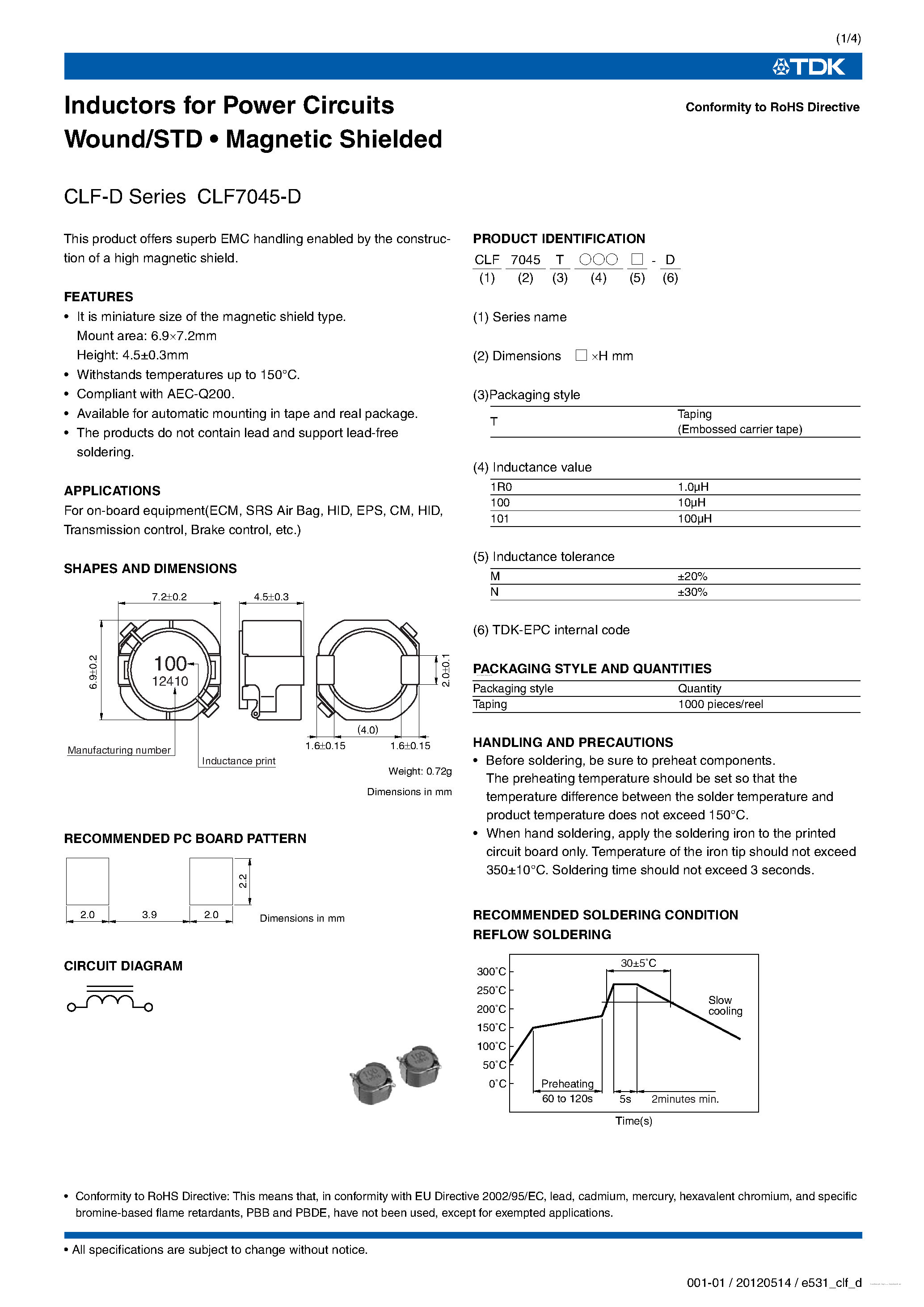 Datasheet CLF7045-D - Inductors page 2