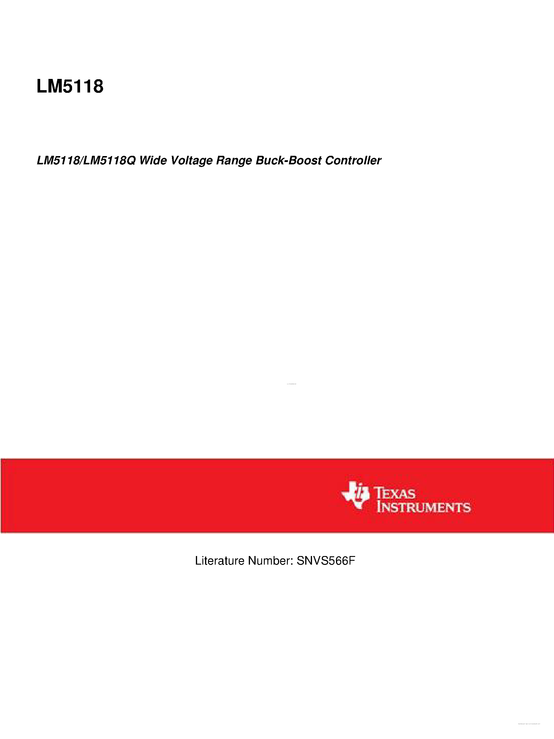 Datasheet LM5118 - Wide Voltage Range Buck-Boost Controller page 1