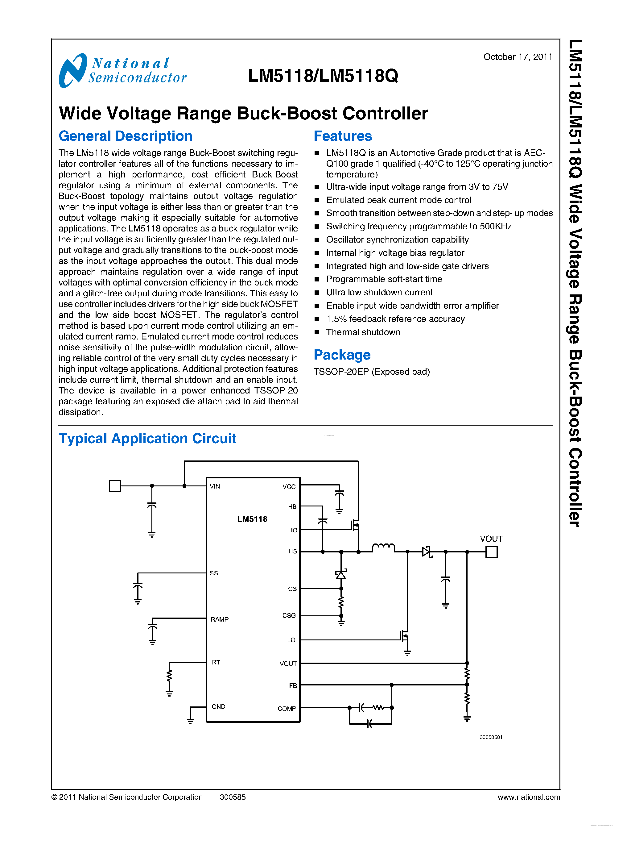 Datasheet LM5118 - Wide Voltage Range Buck-Boost Controller page 2