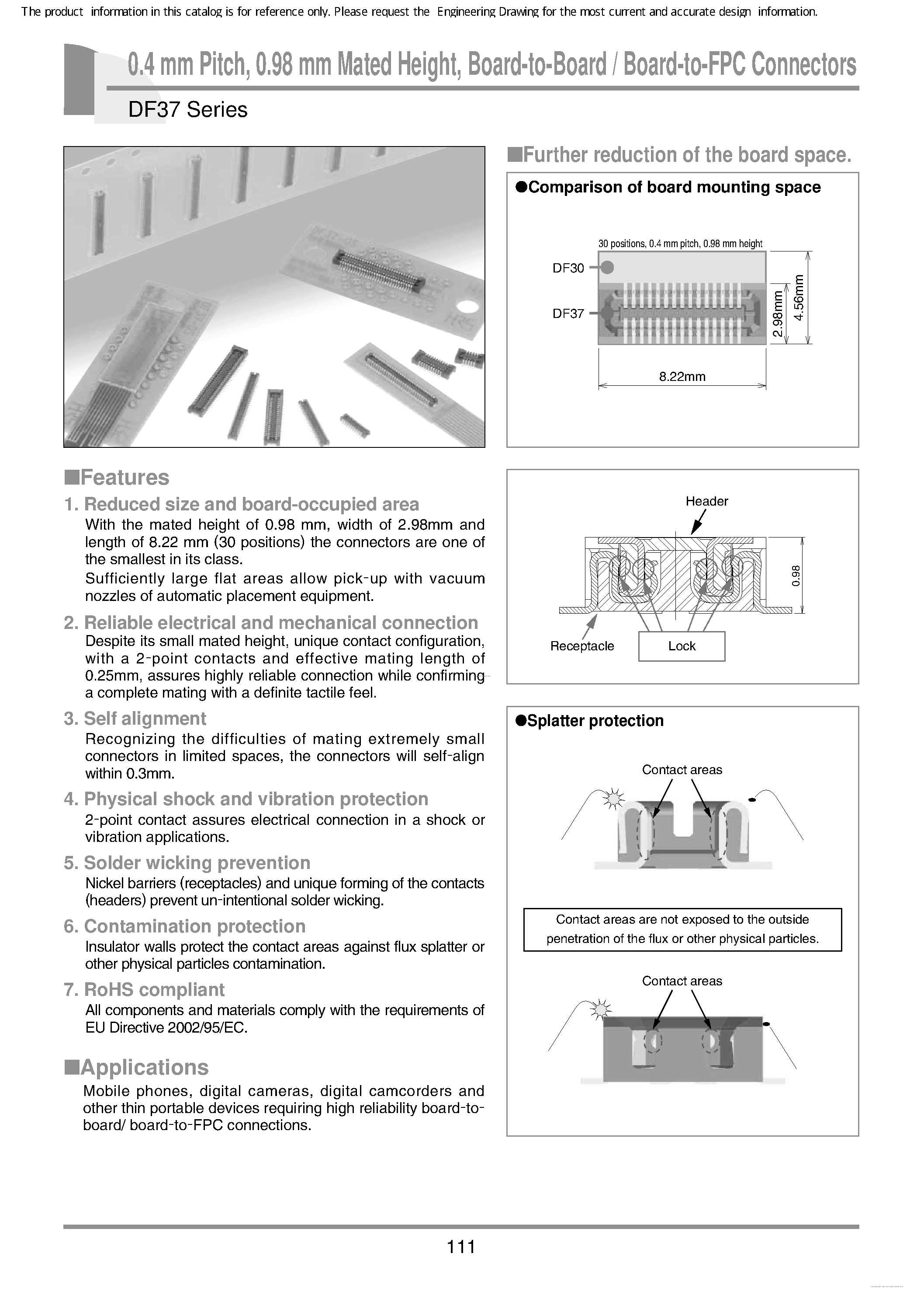 Даташит DF37 - Board-to-Board / Board-to-FPC Connectors страница 1