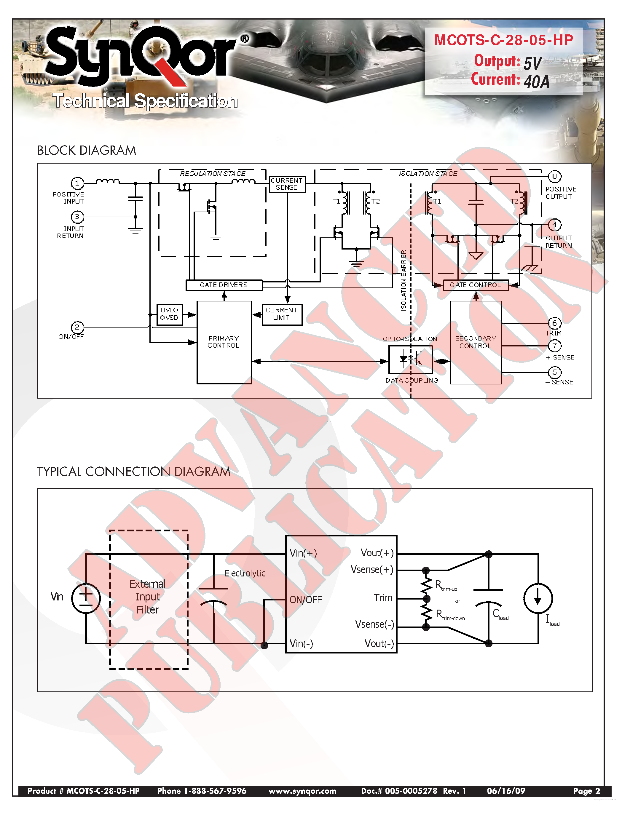 Datasheet MCOTS-C-28-05-HP - MILITARY COTS DC/DC CONVERTER page 2