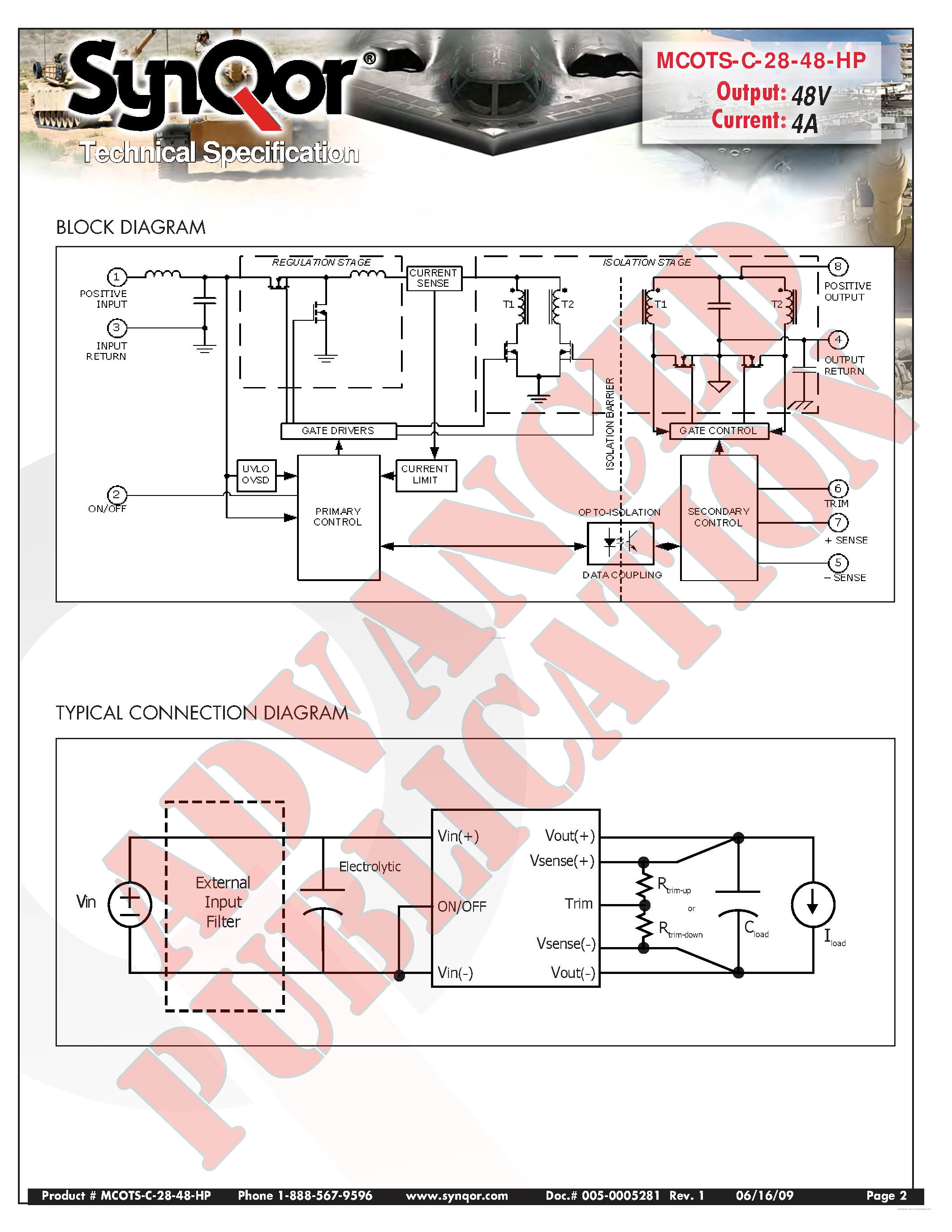 Datasheet MCOTS-C-28-48-HP - MILITARY COTS DC/DC CONVERTER page 2