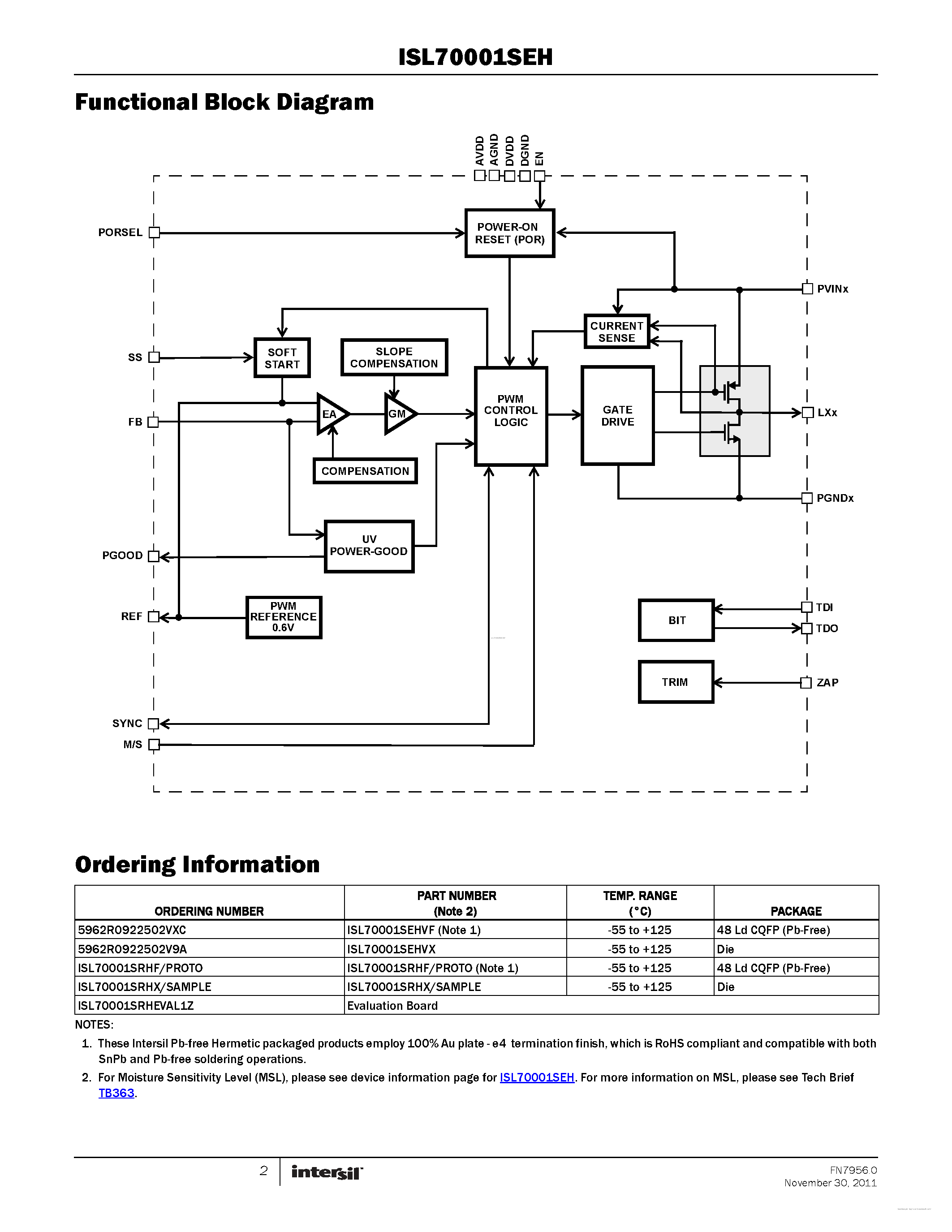 Datasheet ISL70001SEH - page 2