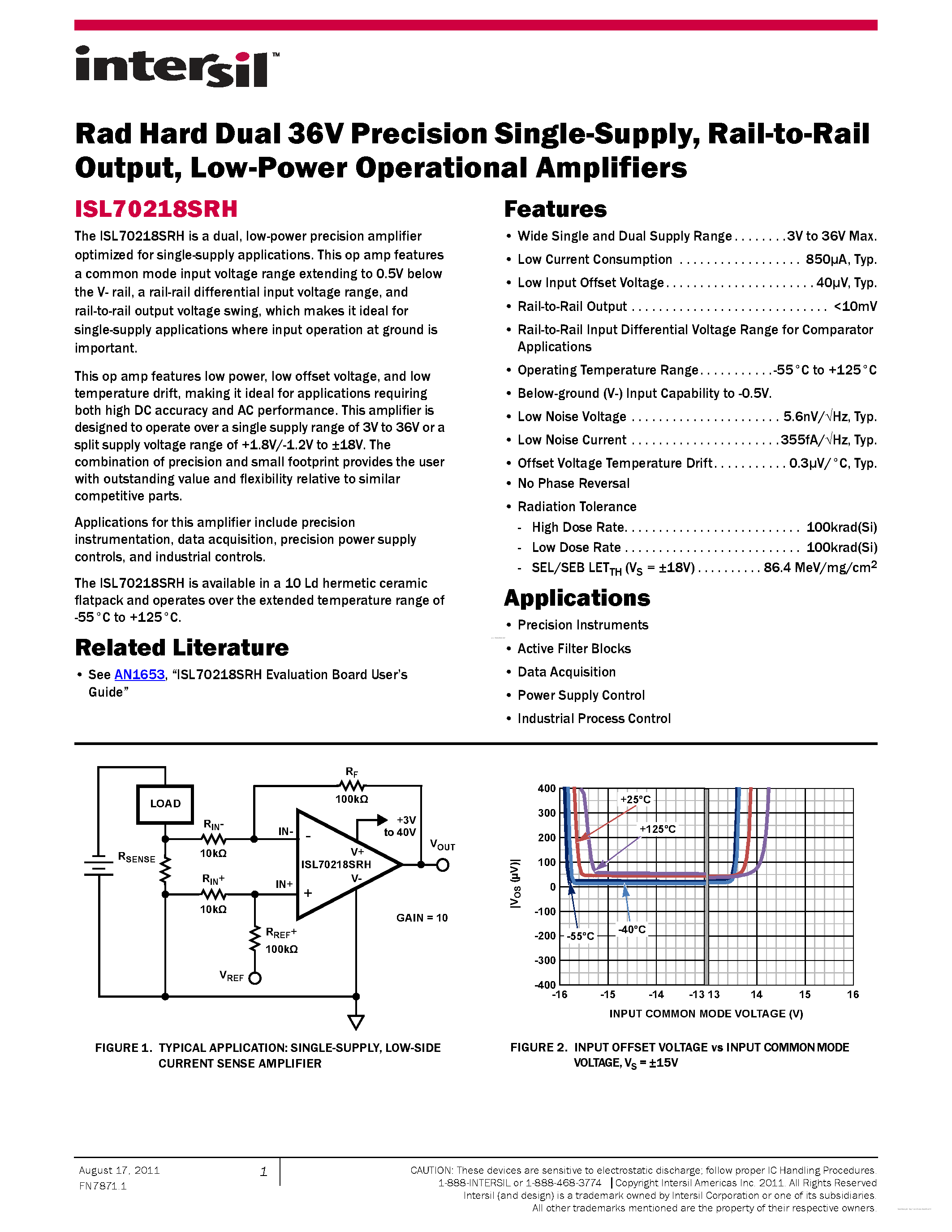 Datasheet ISL70218SRH - page 1