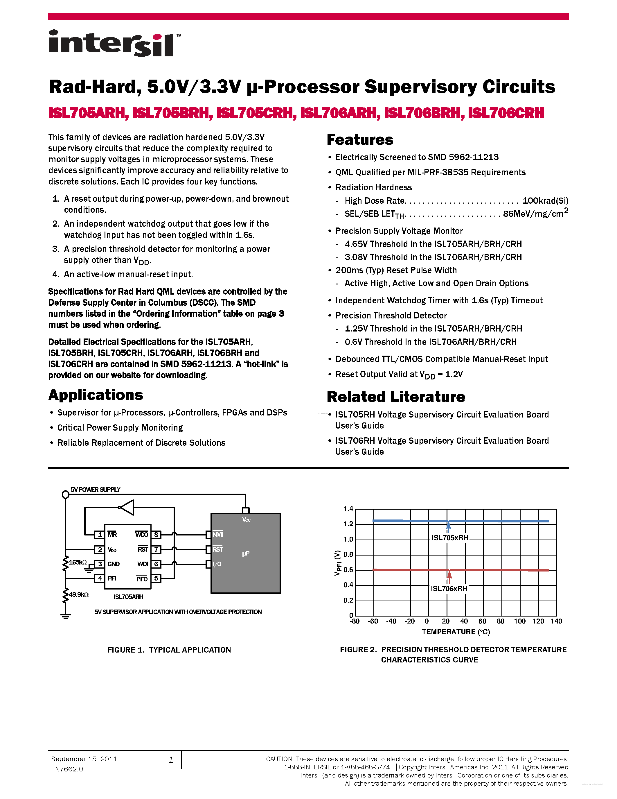 Datasheet ISL705BRH - page 1