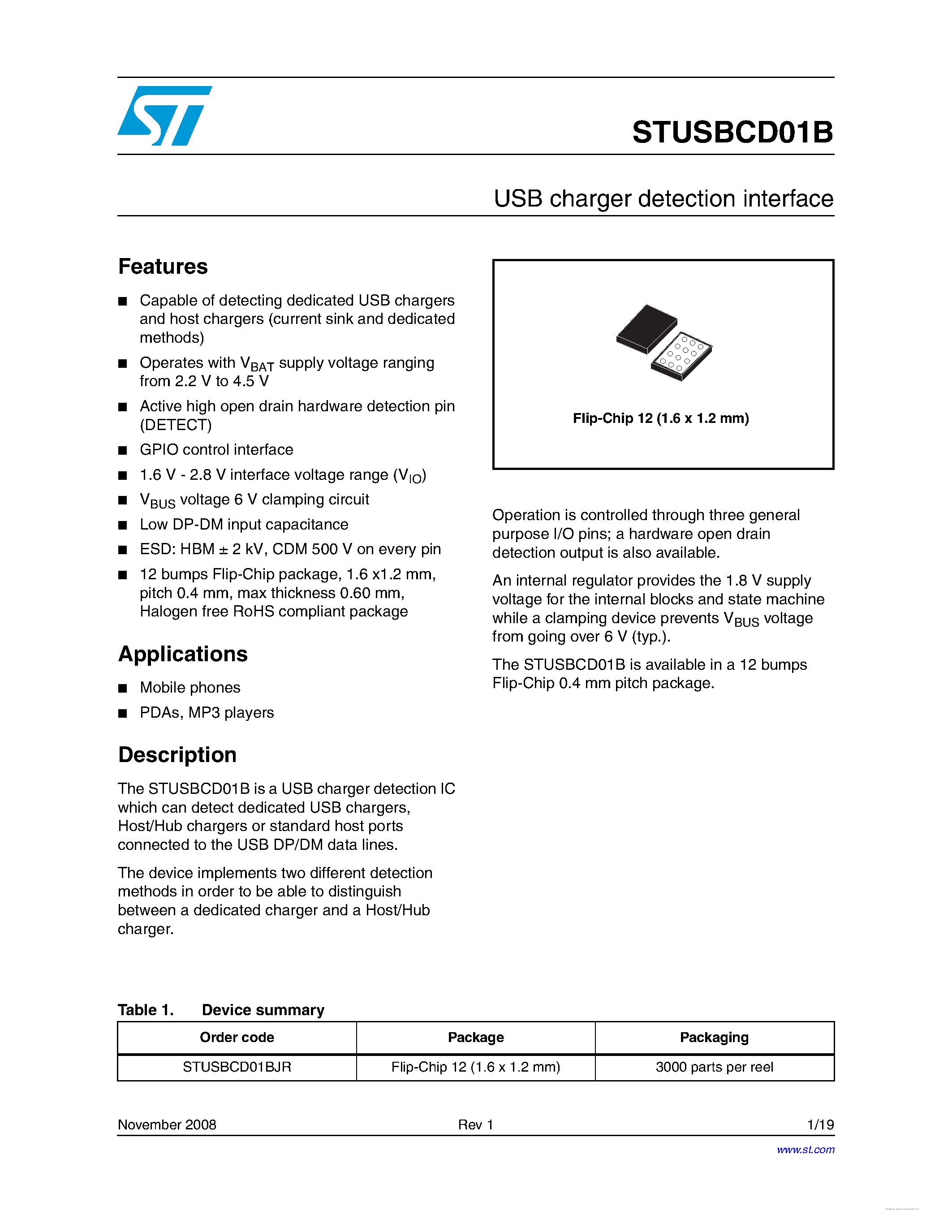 Даташит STUSBCD01B - страница 1