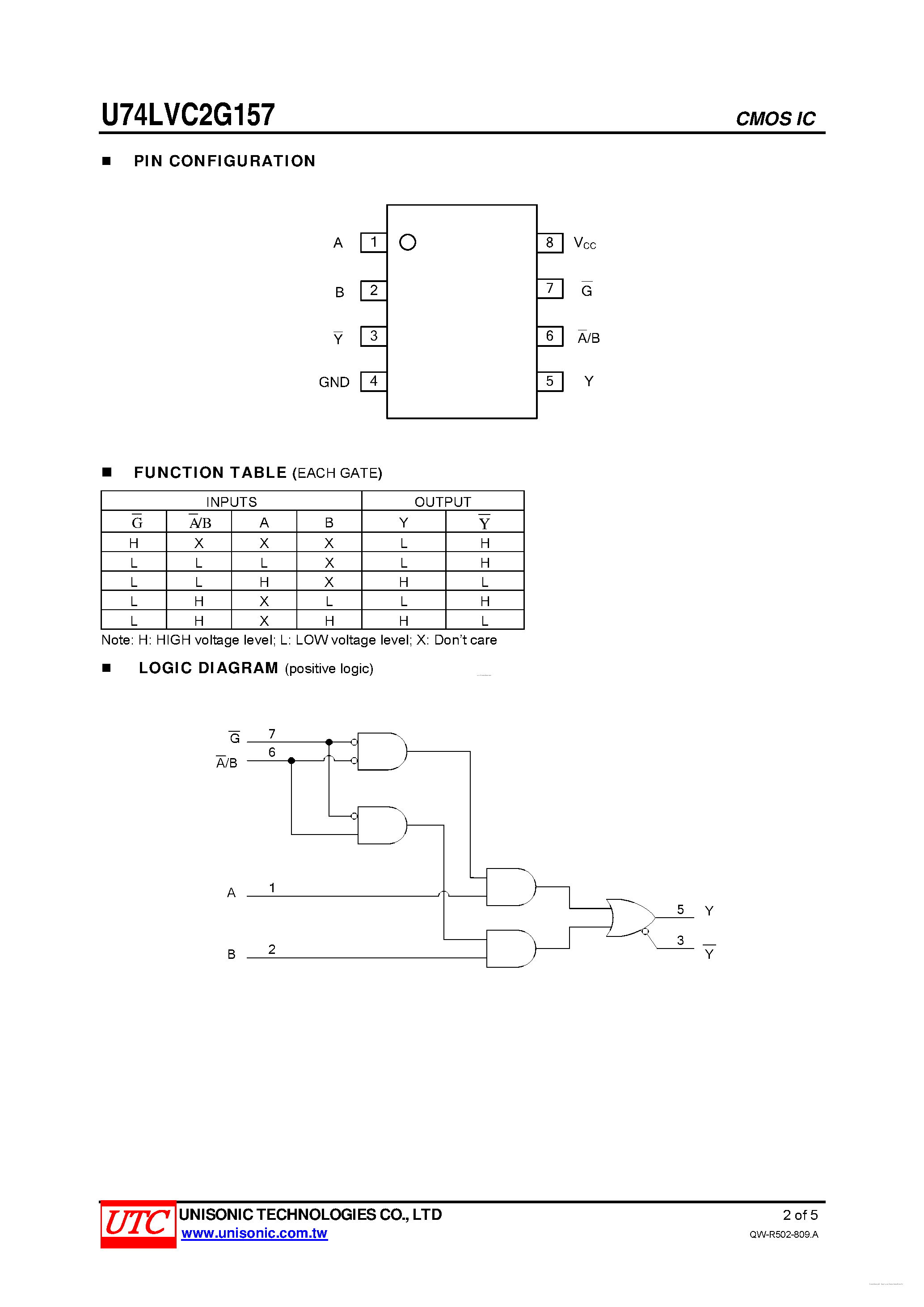 Даташит U74LVC2G157 - SINGLE 2-LINE TO 1-LINE DATA SELECTOR OR MULTIPLEXER страница 2