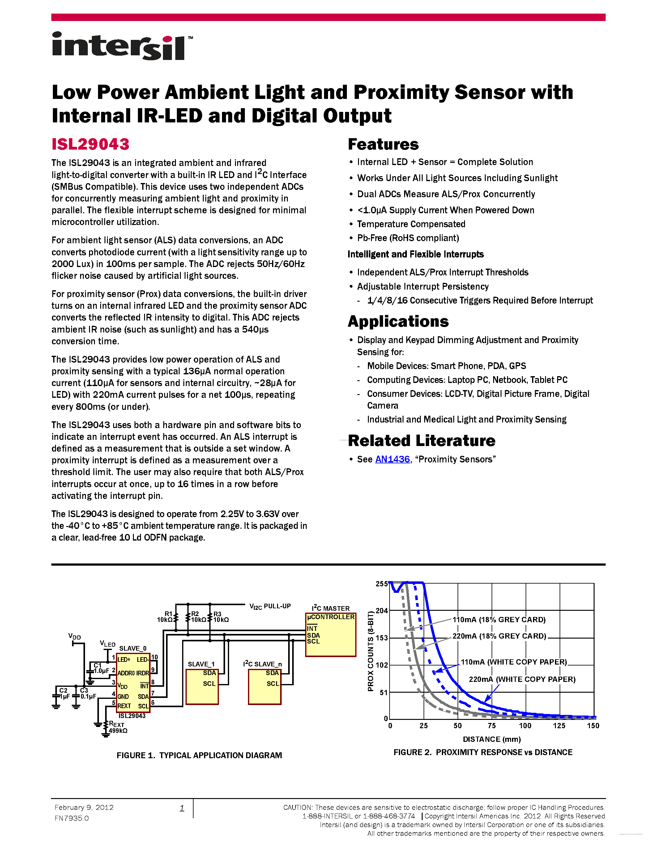 Datasheet ISL29043 - page 1