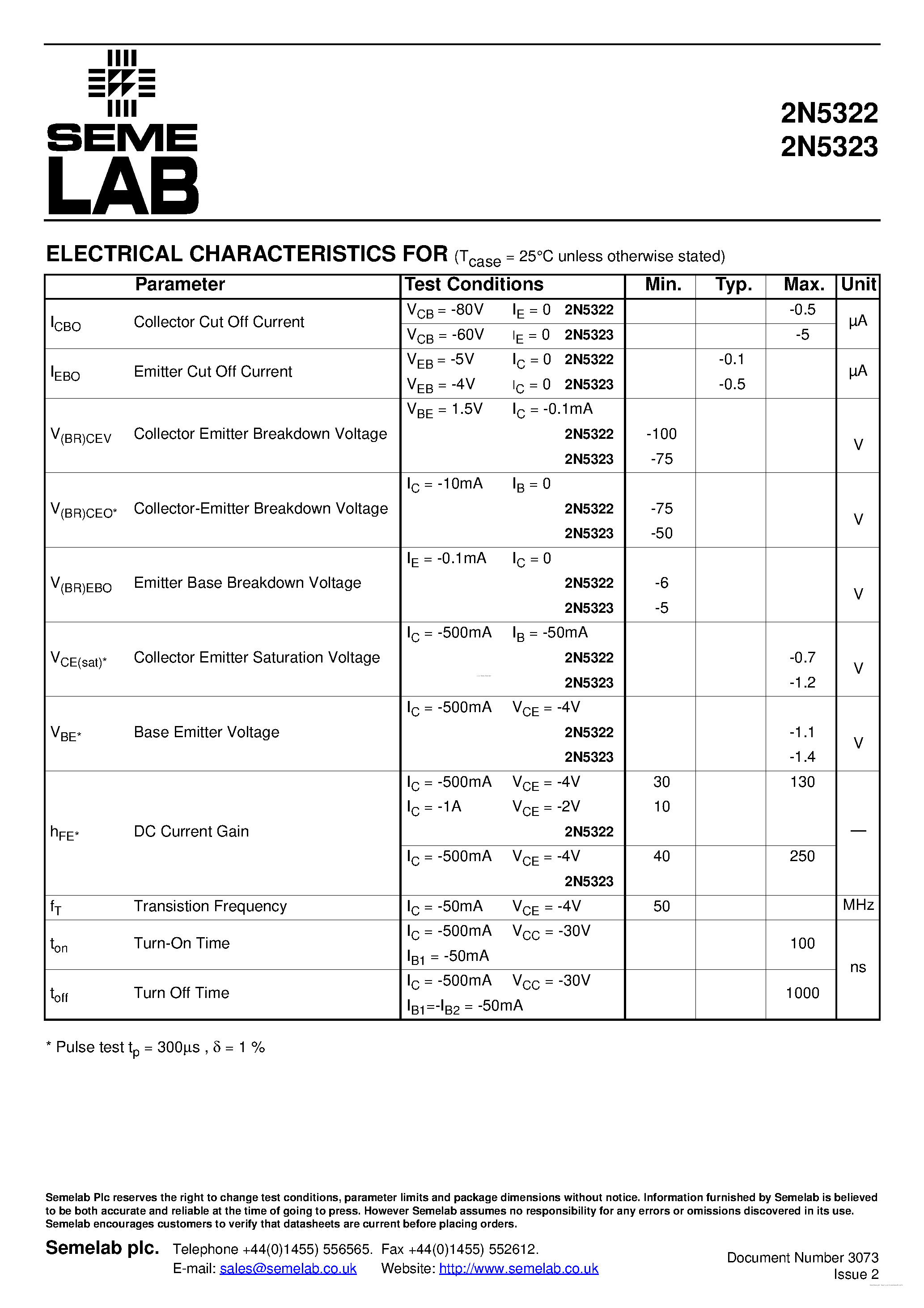 Datasheet 2N5322 - (2N5322 / 2N5323) HIGH SPEED MEDIUM VOLTAGE SWITCHES page 2