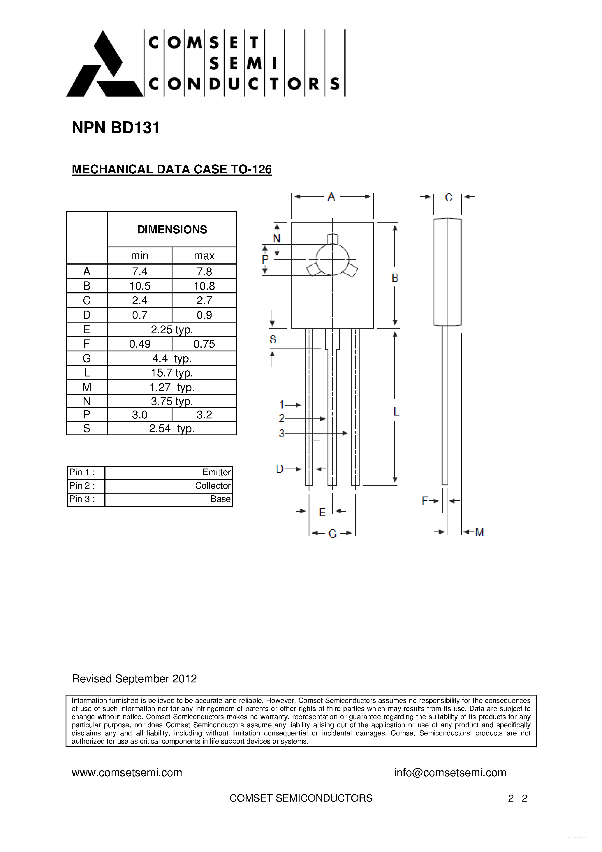 Datasheet BD131 - SILICON PLANAR EPITAXIAL POWER TRANSISTORS page 2