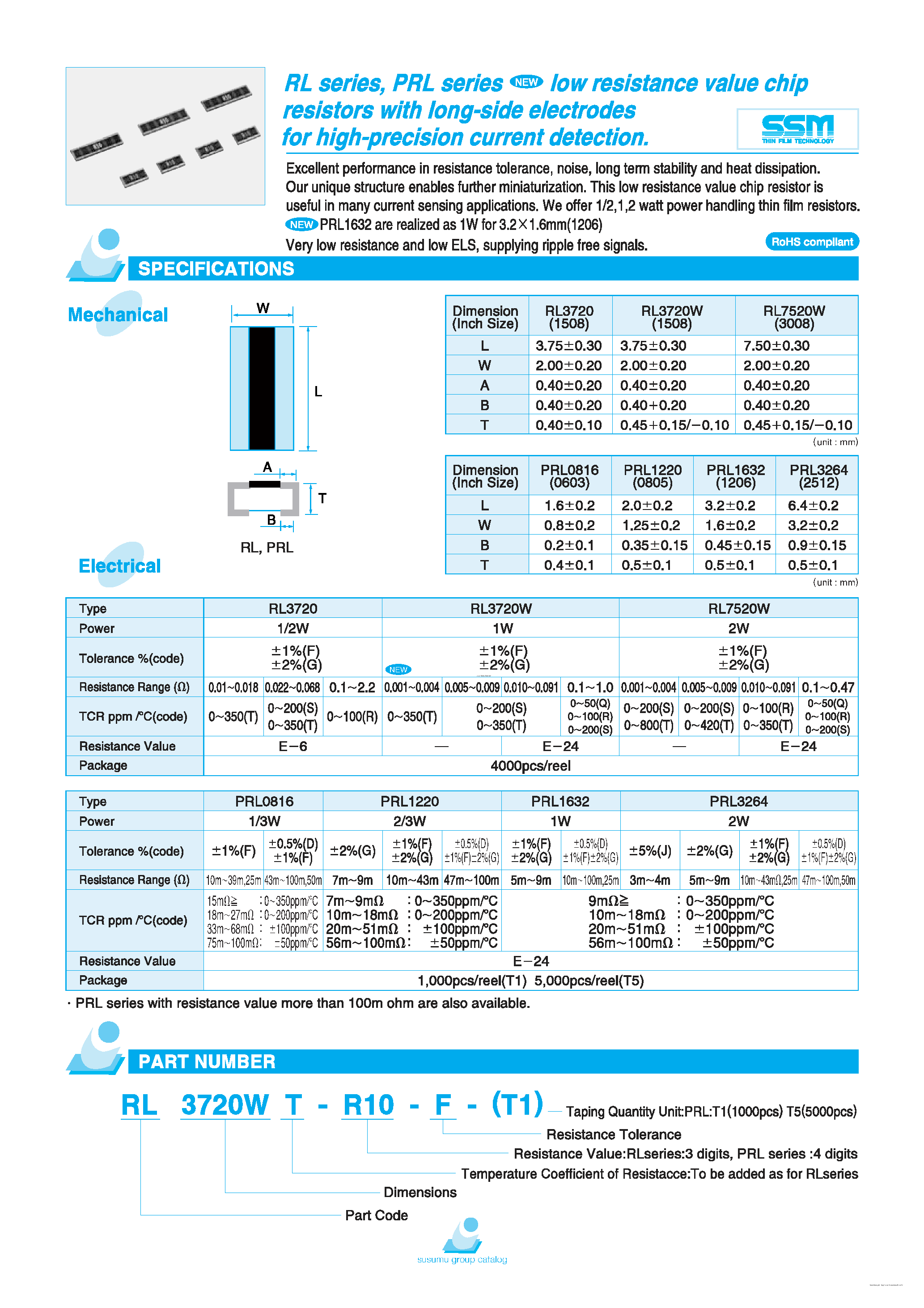 Даташит RL3720WT-R10-F - low resistance value chip resistors страница 1