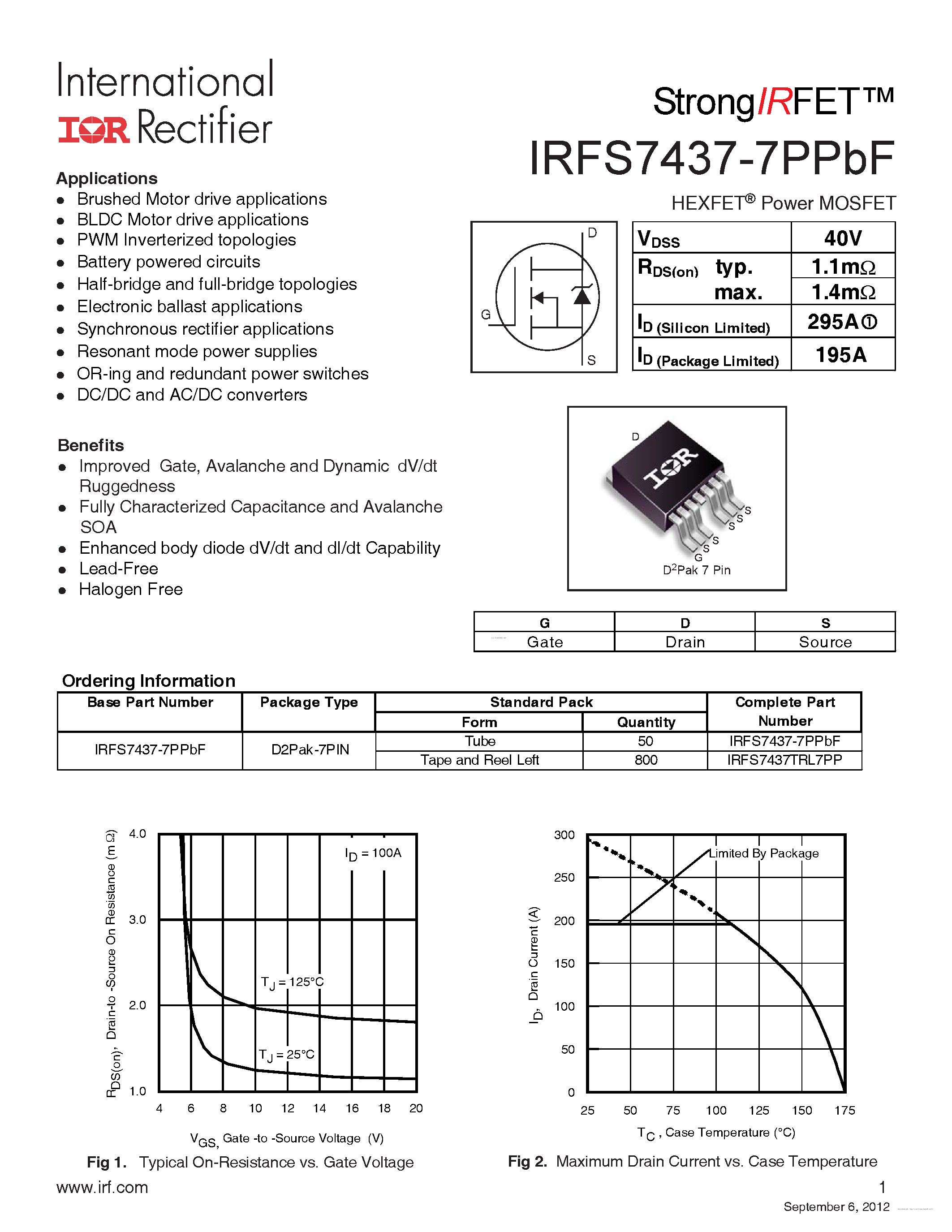 Datasheet IRFS7437-7PPBF - page 1