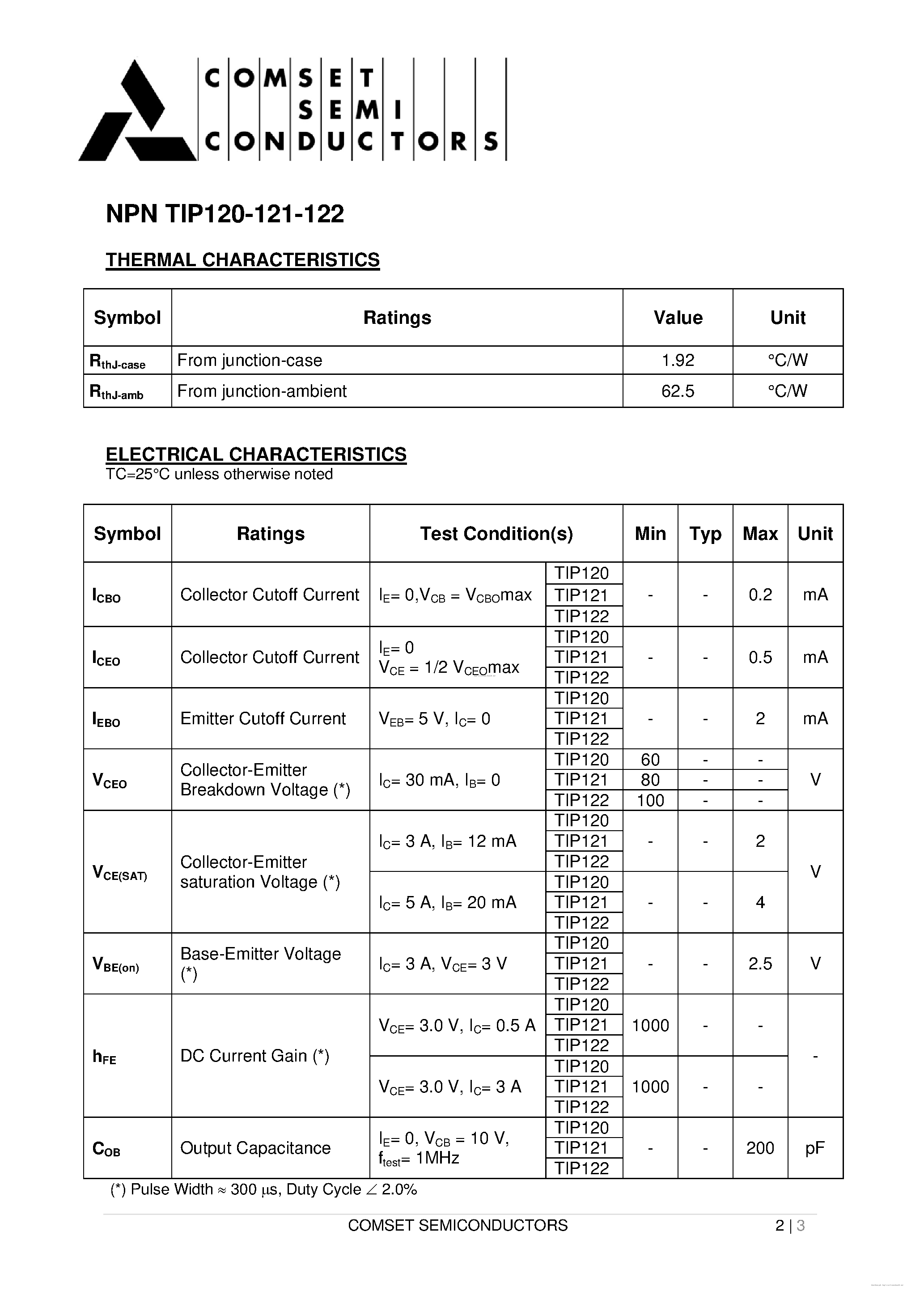 Datasheet TIP120 - page 2