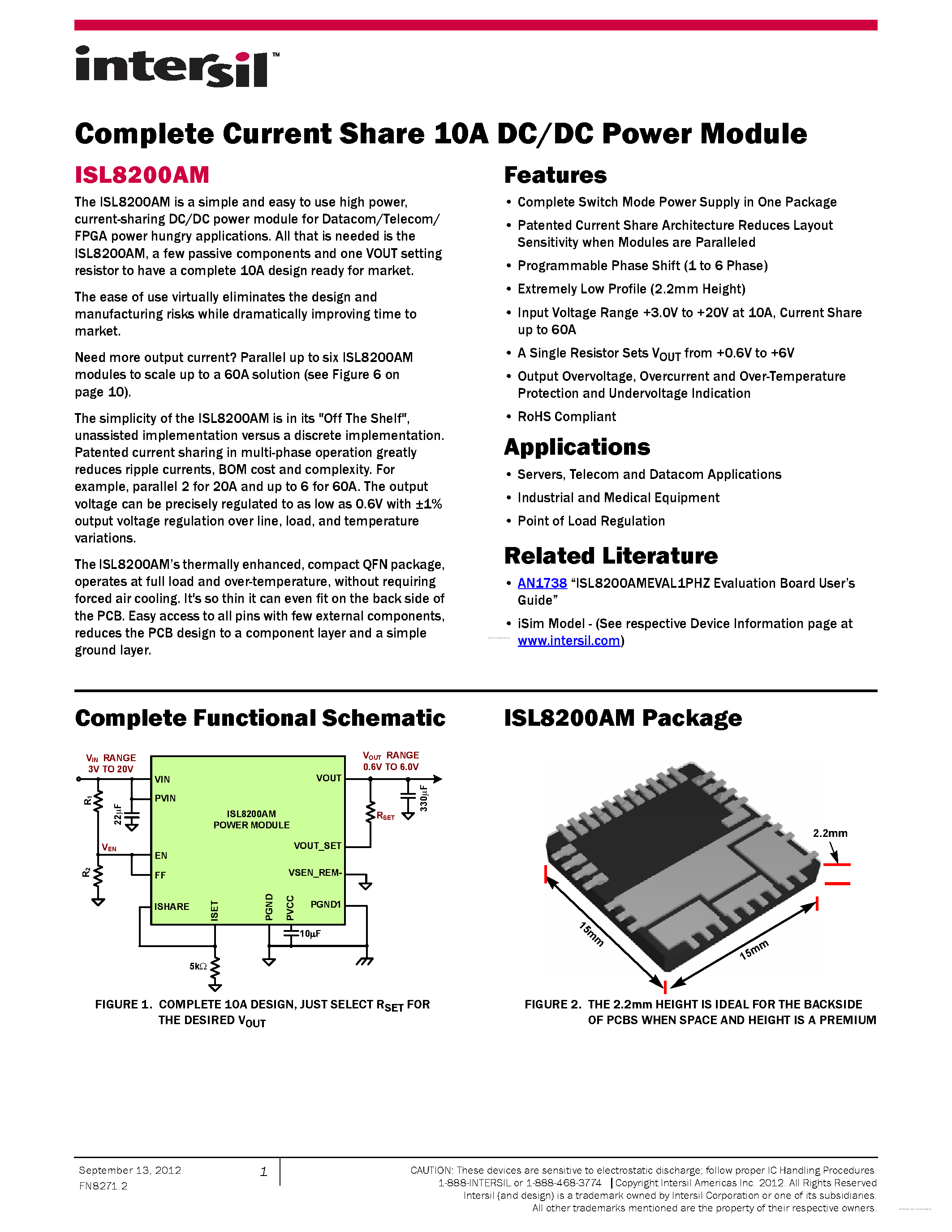 Datasheet ISL8200AM - page 1