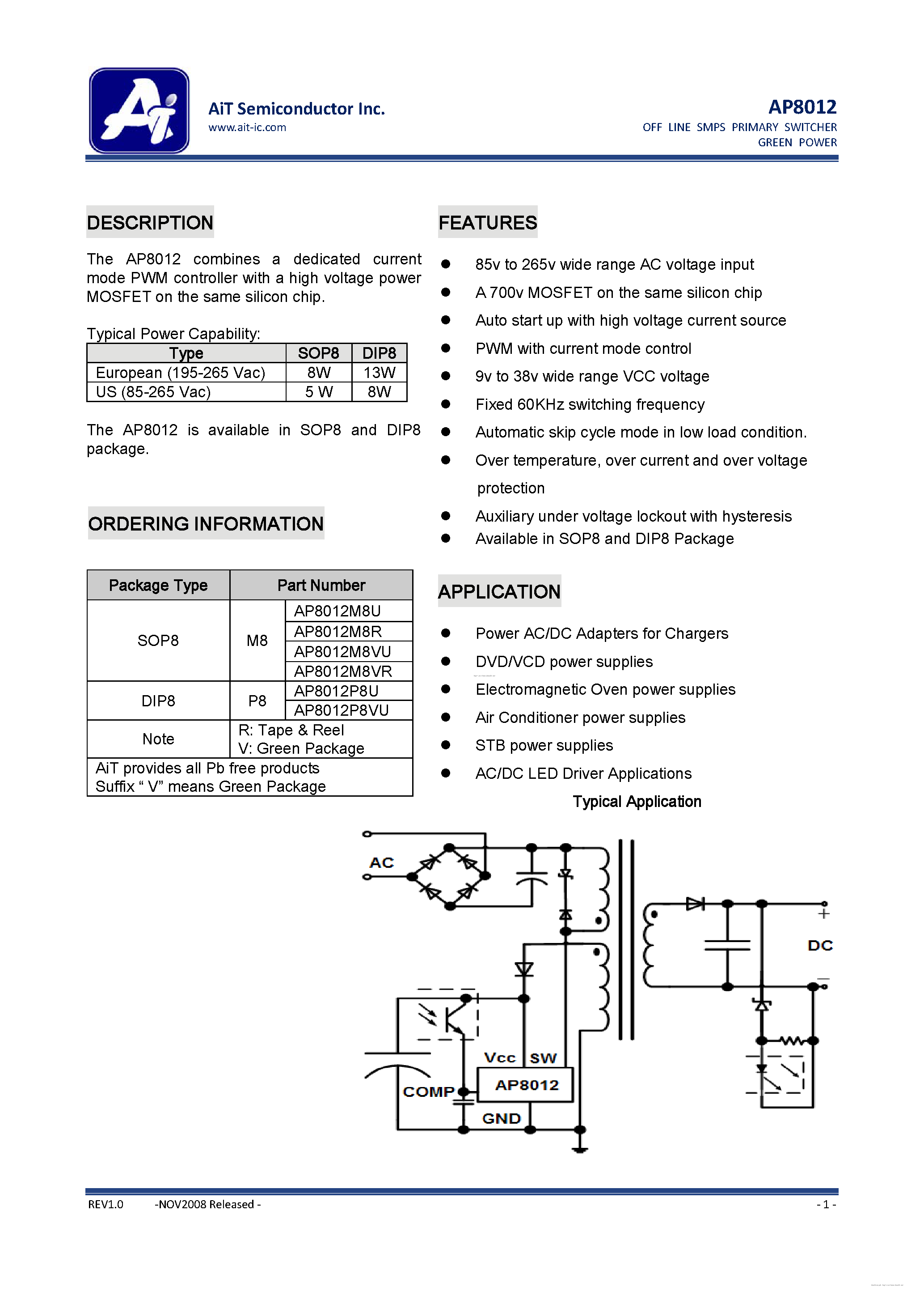 Ap8012 схема включения без трансформатора