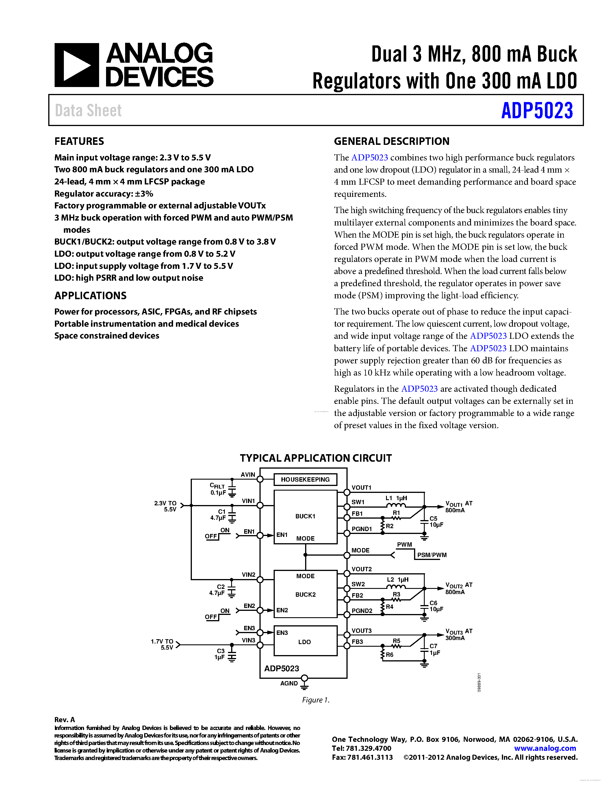 Datasheet ADP5023 - page 1