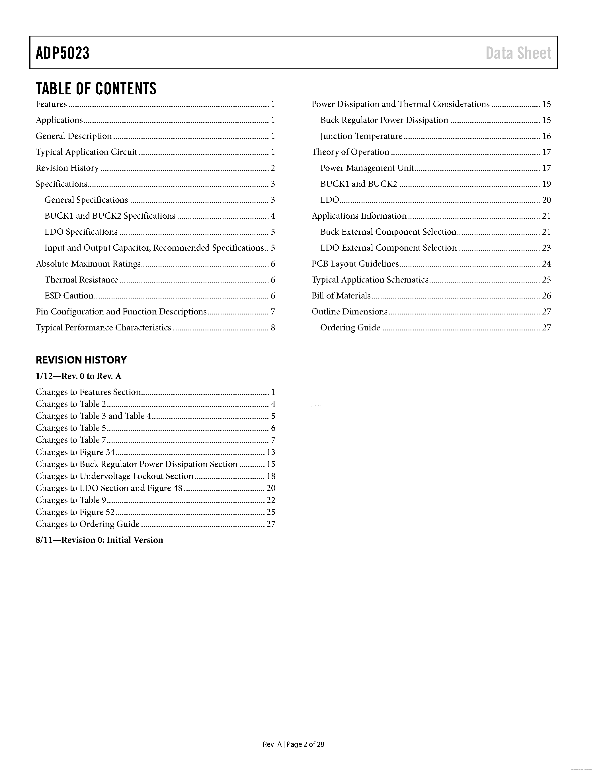 Datasheet ADP5023 - page 2