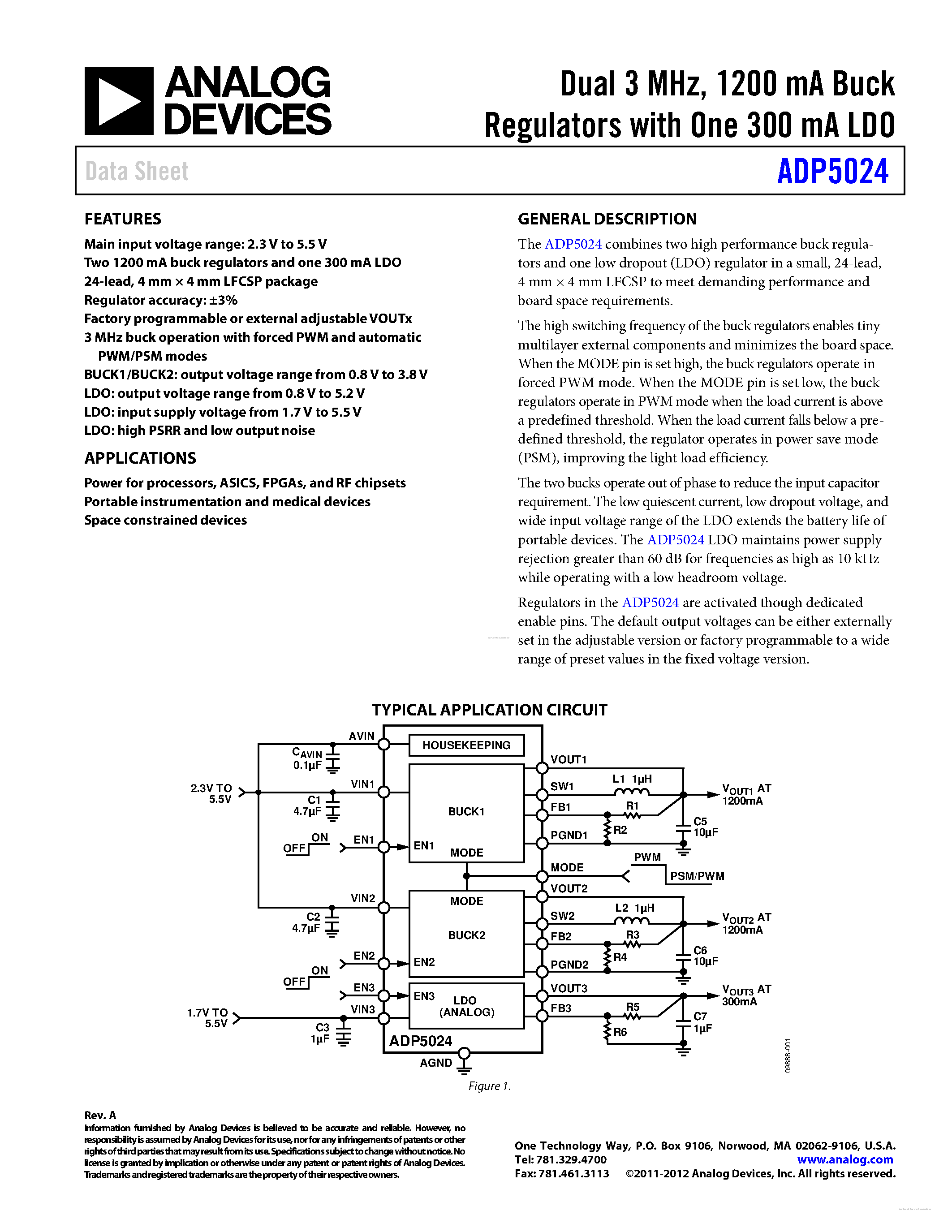 Datasheet ADP5024 - page 1