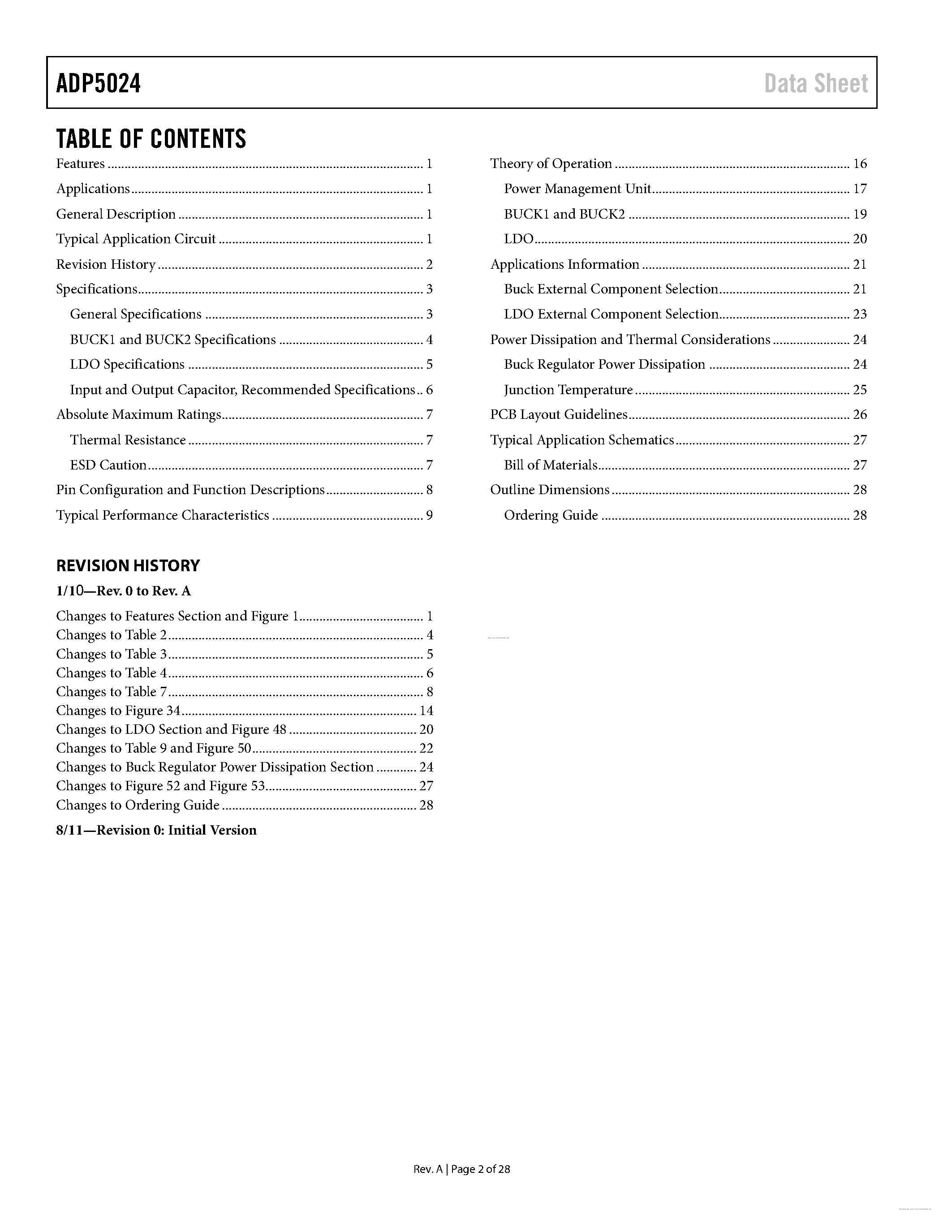 Datasheet ADP5024 - page 2