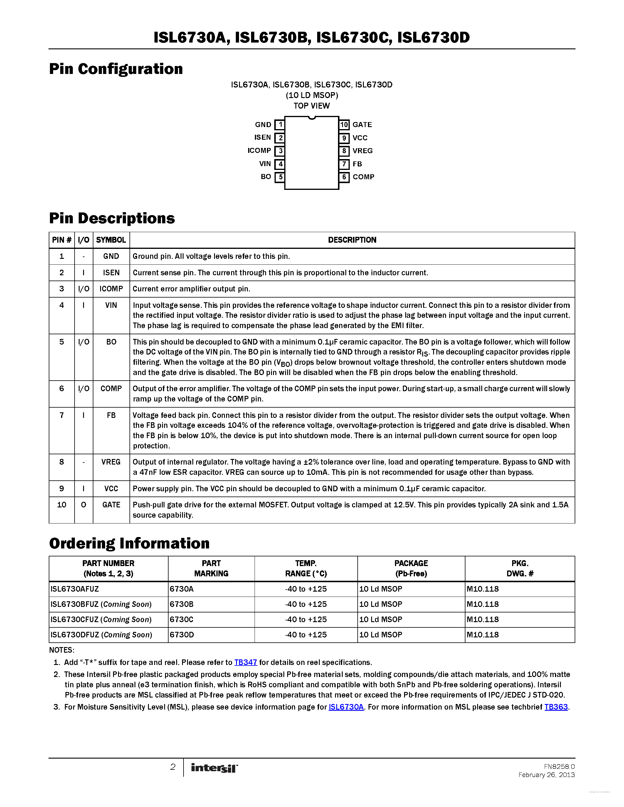 Datasheet ISL6730A - page 2