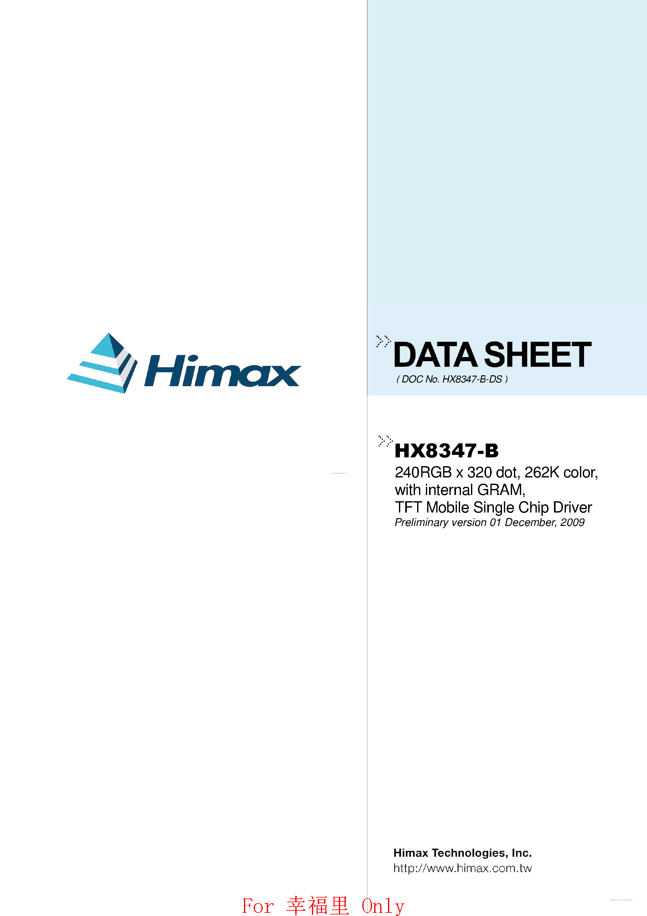 Datasheet HX8347-B - page 1