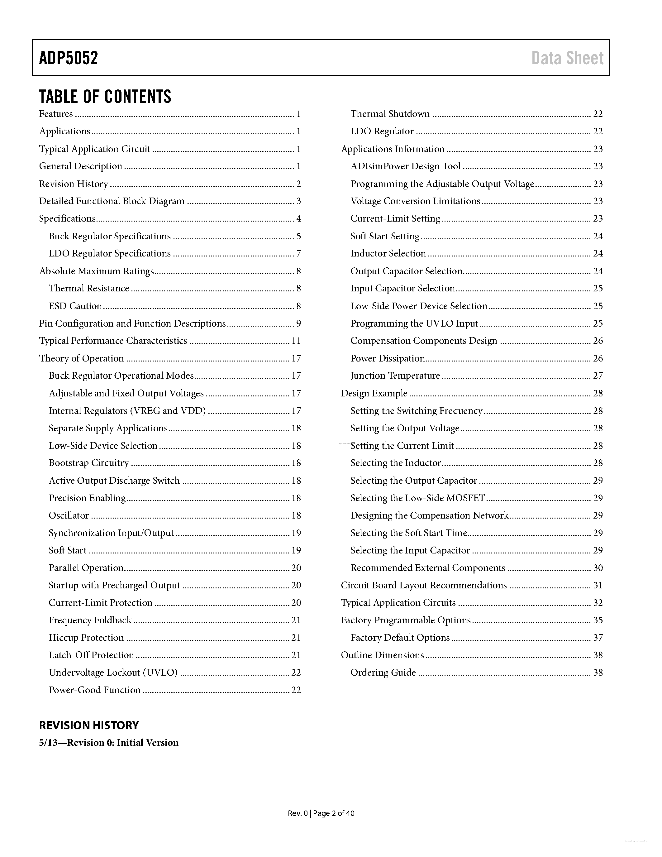 Datasheet ADP5052 - page 2