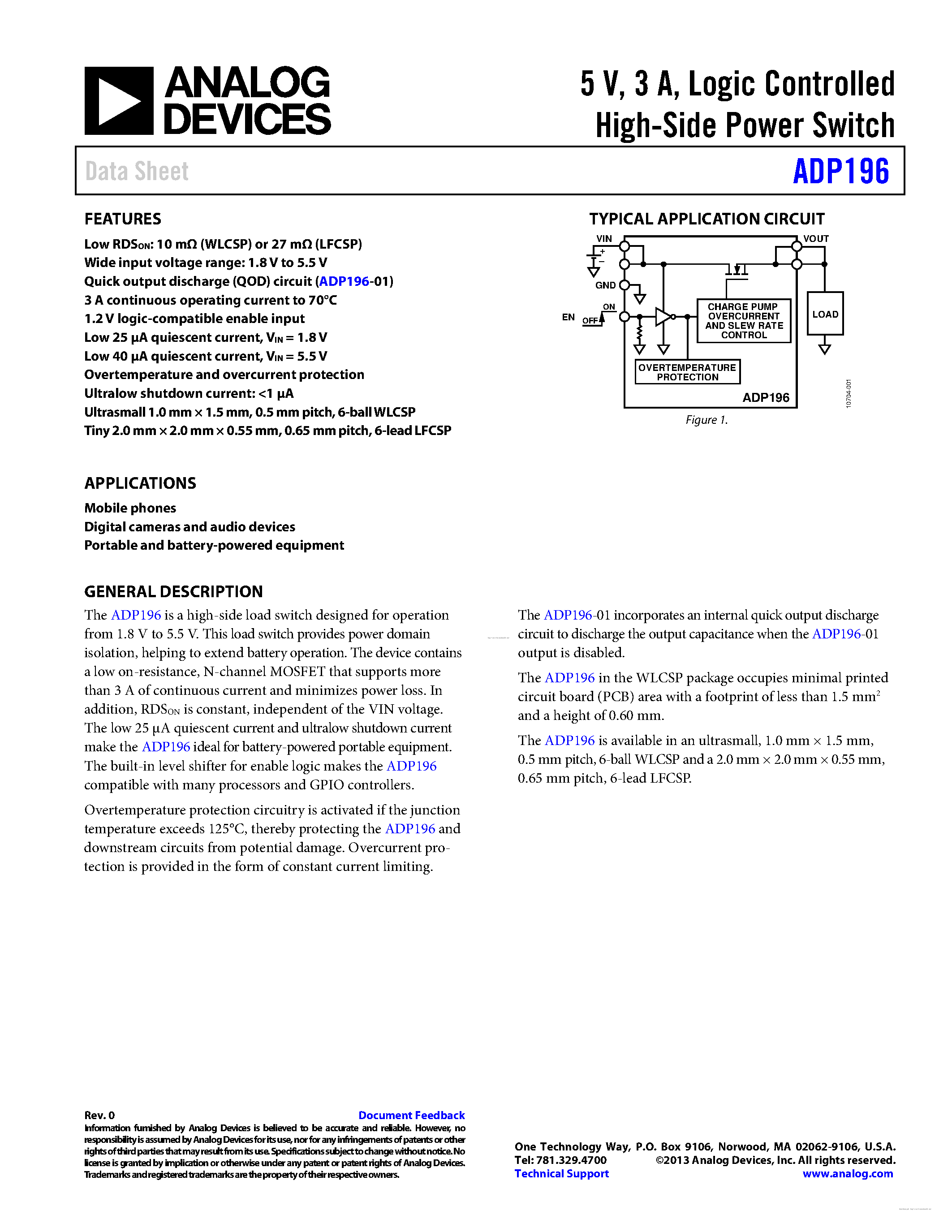 Datasheet ADP196 - page 1