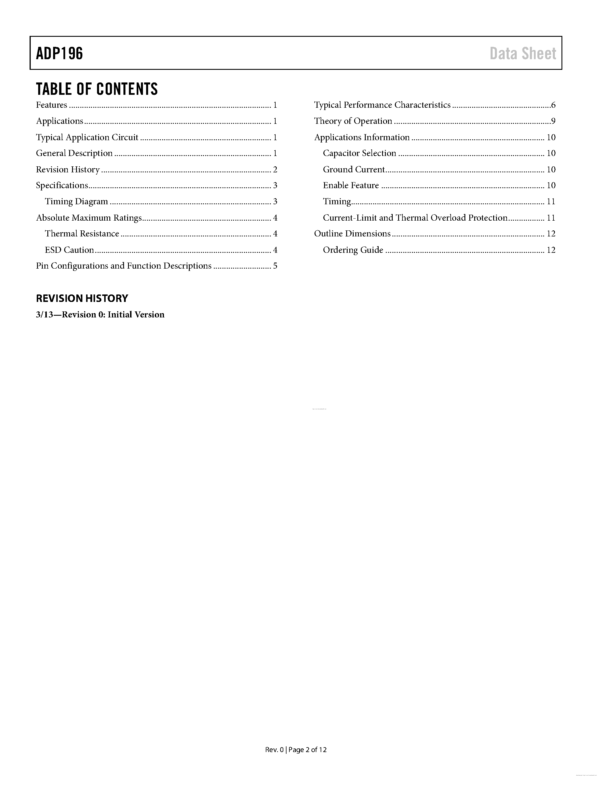 Datasheet ADP196 - page 2