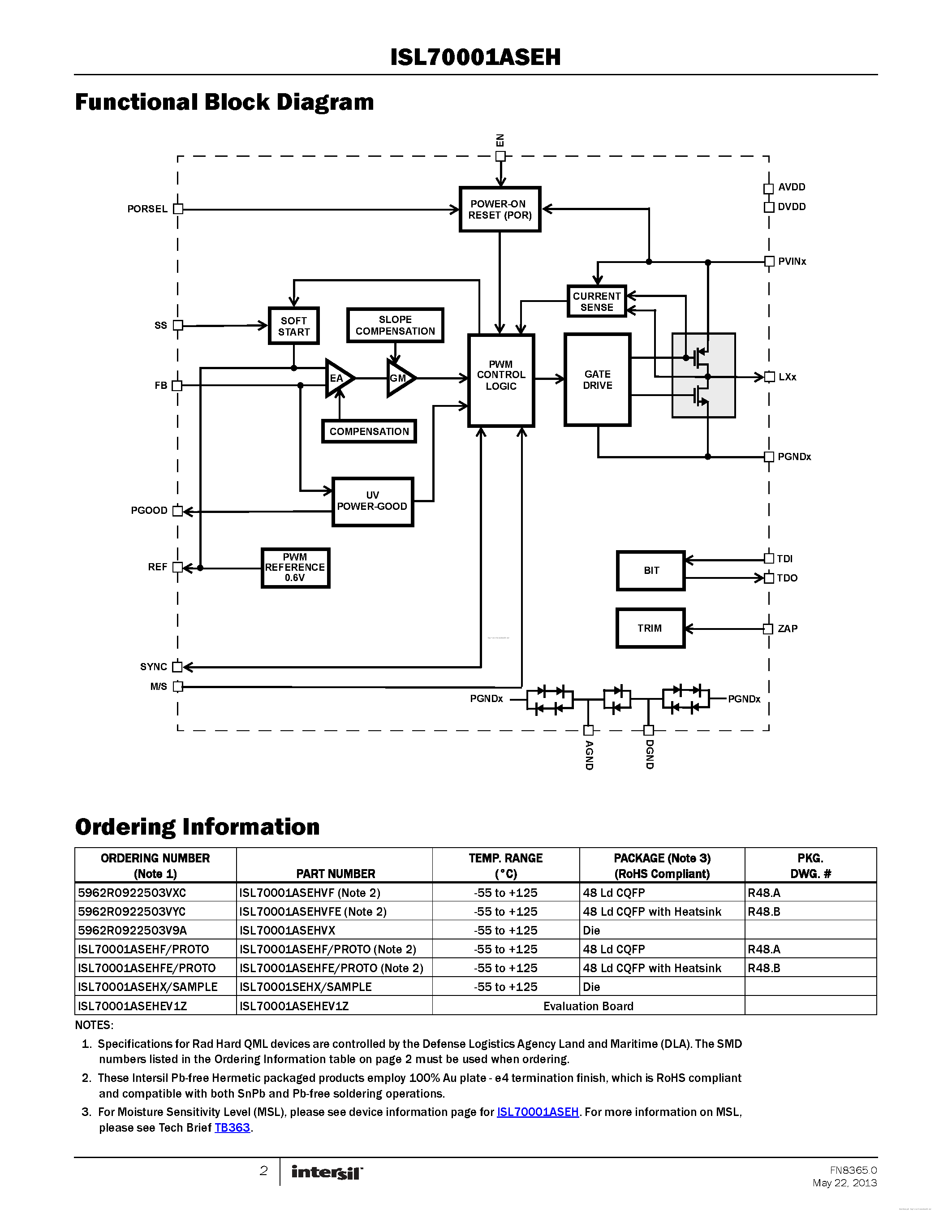 Datasheet ISL70001ASEH - page 2