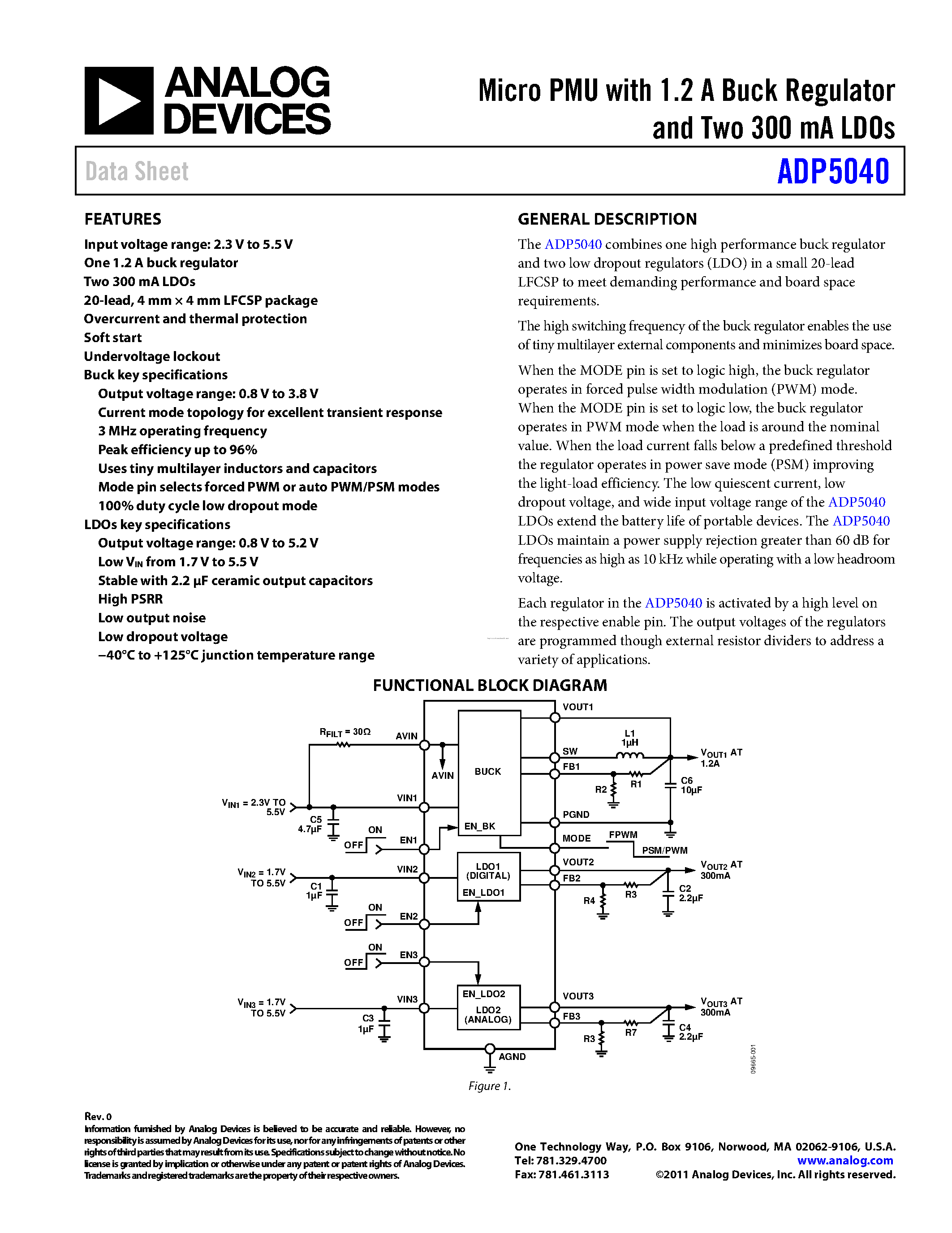 Datasheet ADP5040 - page 1