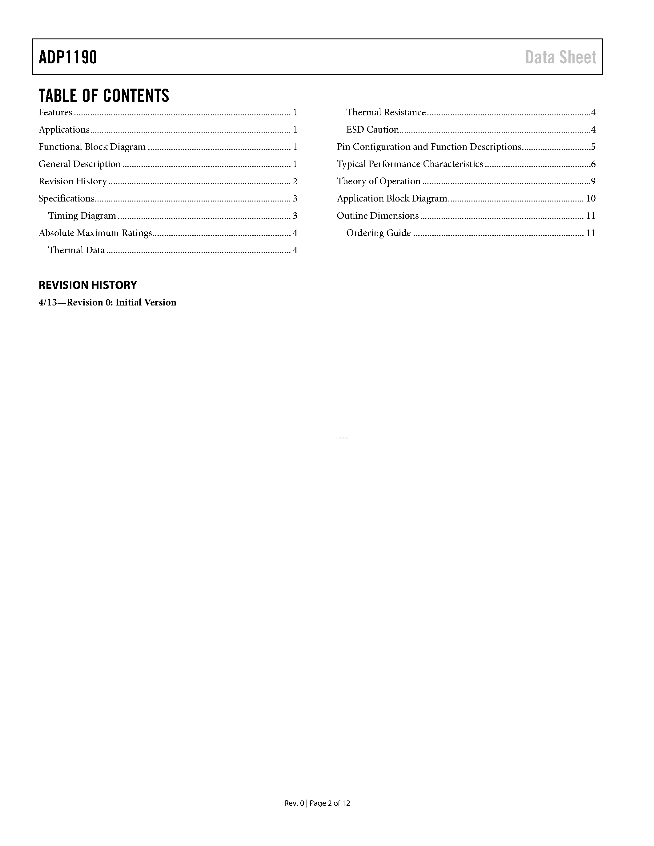 Datasheet ADP1190 - page 2