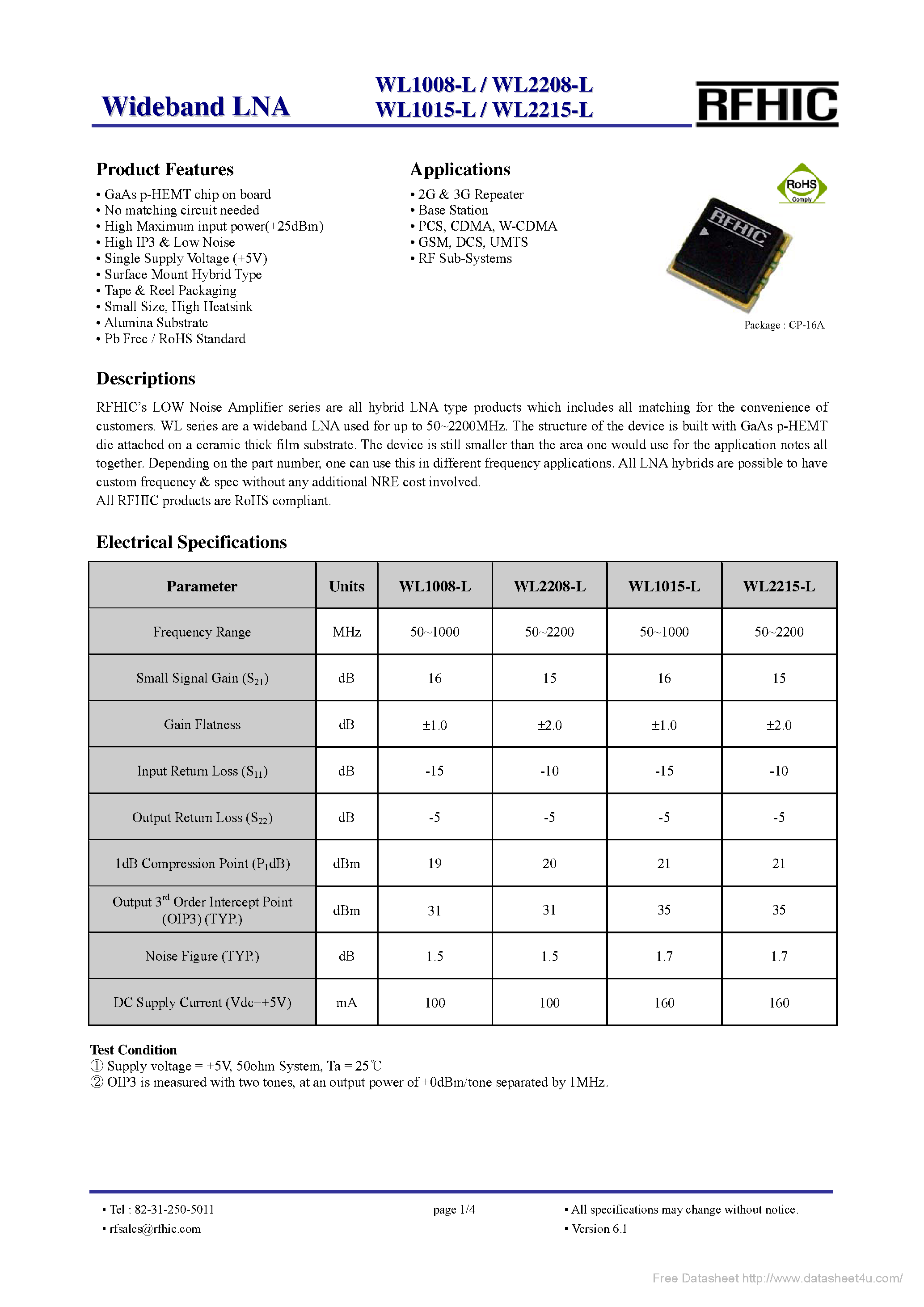 Datasheet WL2208-L - page 1