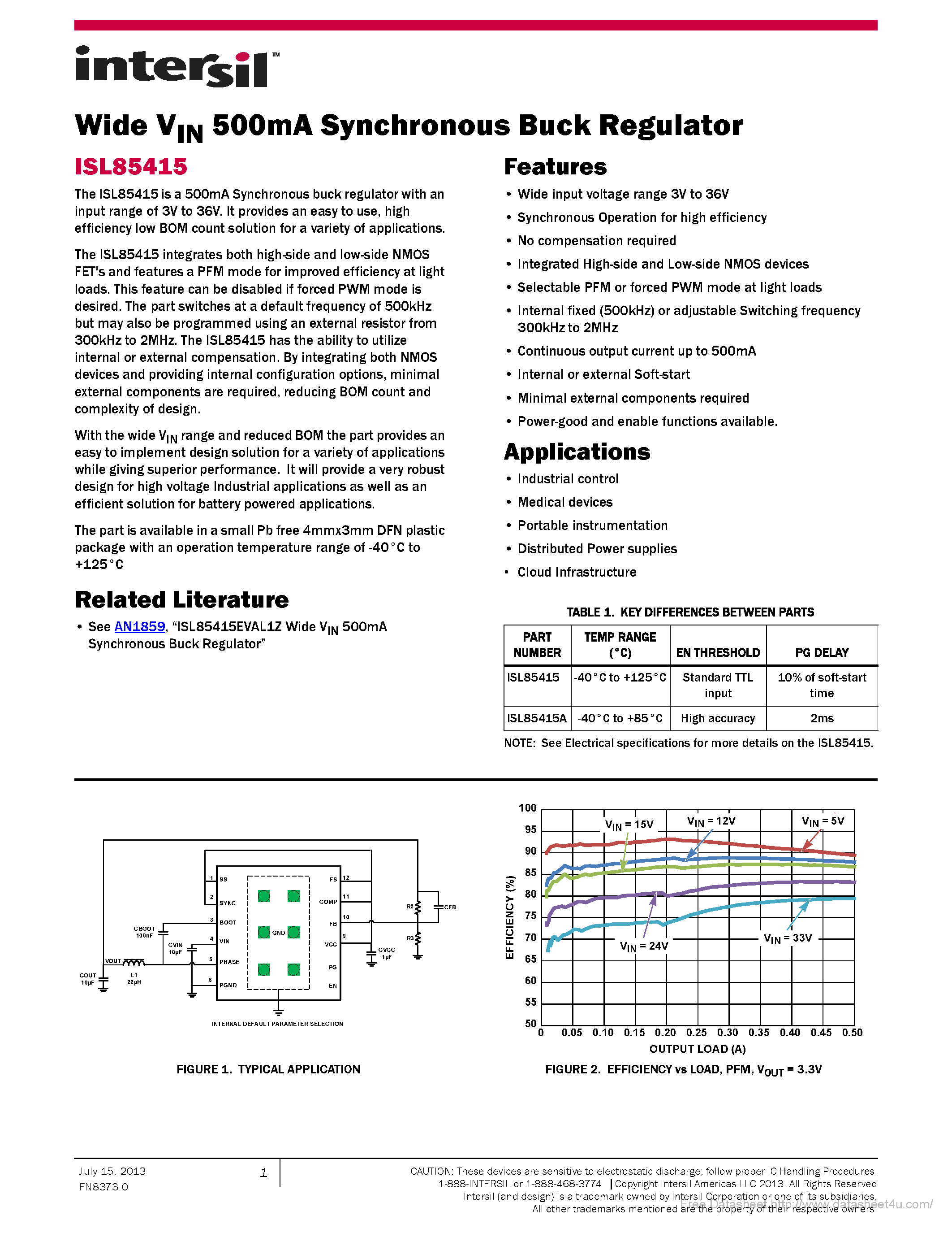 Datasheet ISL85415 - page 1